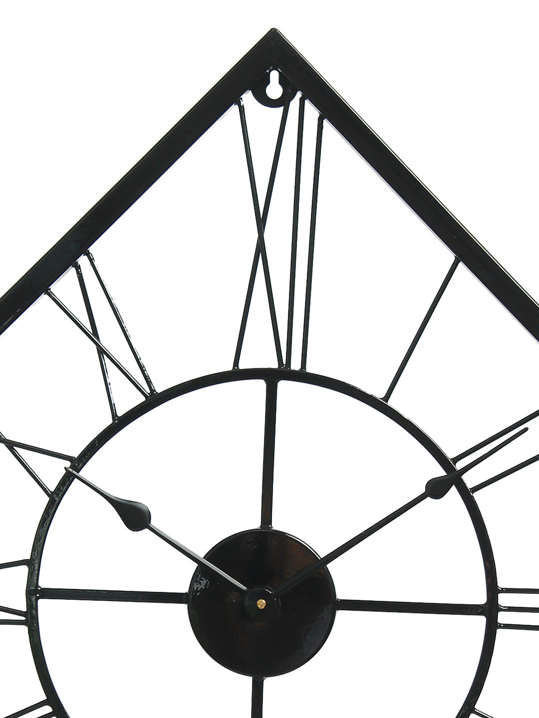 Black Iron Kite Shape Handcrafted Analog Roman Number Wall Clock Without Glass 4