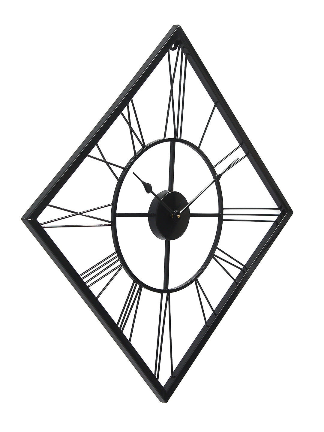 Black Iron Kite Shape Handcrafted Analog Roman Number Wall Clock Without Glass 5