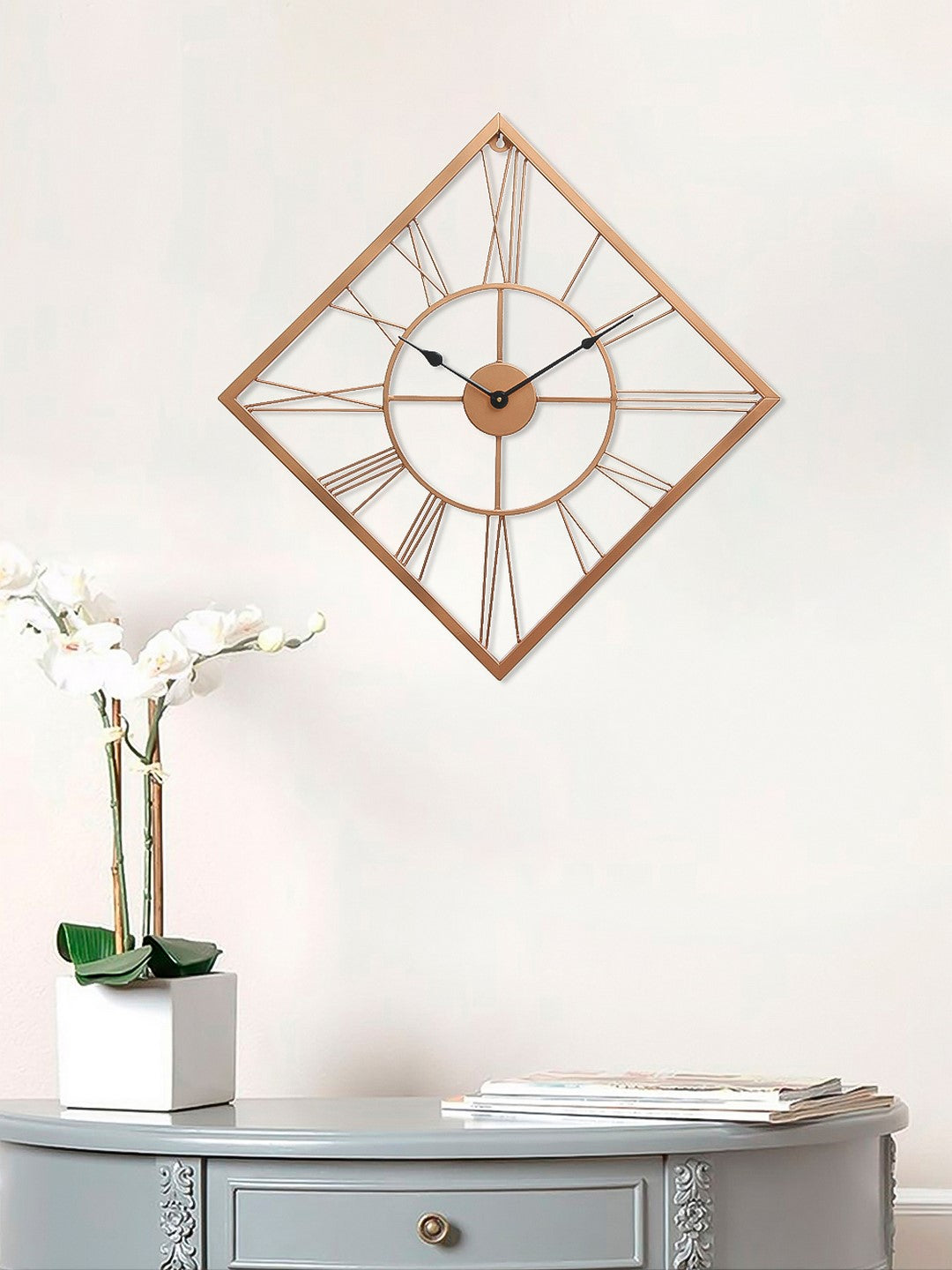 Copper Color Iron Kite Shape Analog Designer Wall Clock Without Glass 2