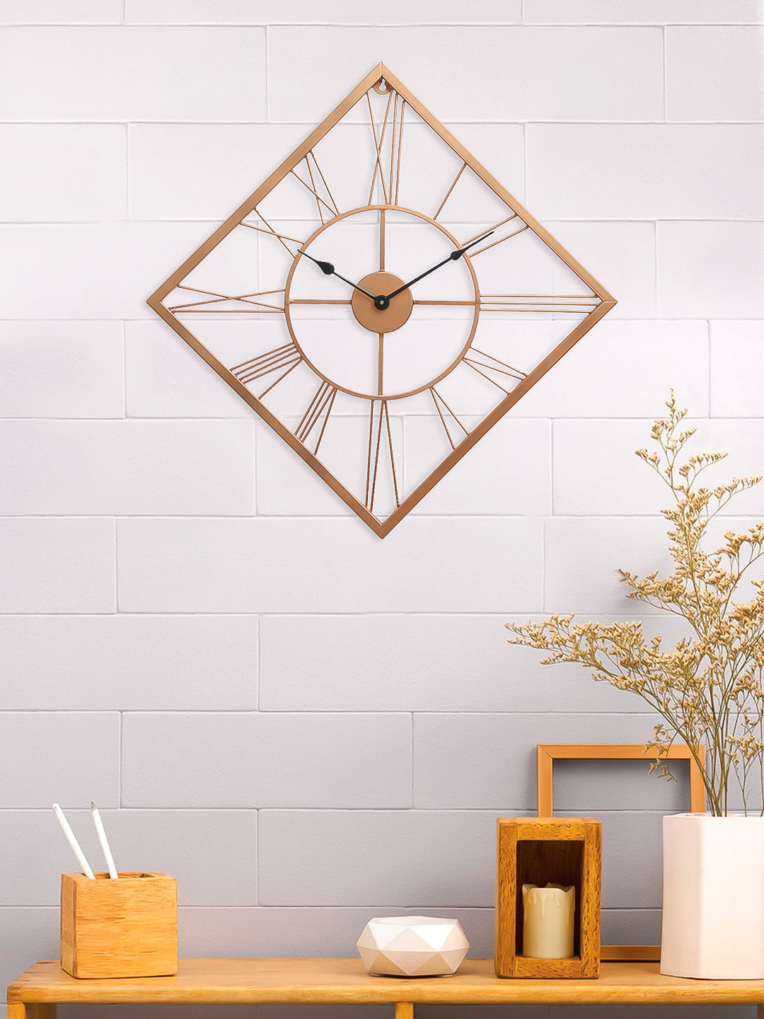 Copper Color Iron Kite Shape Analog Designer Wall Clock Without Glass 1