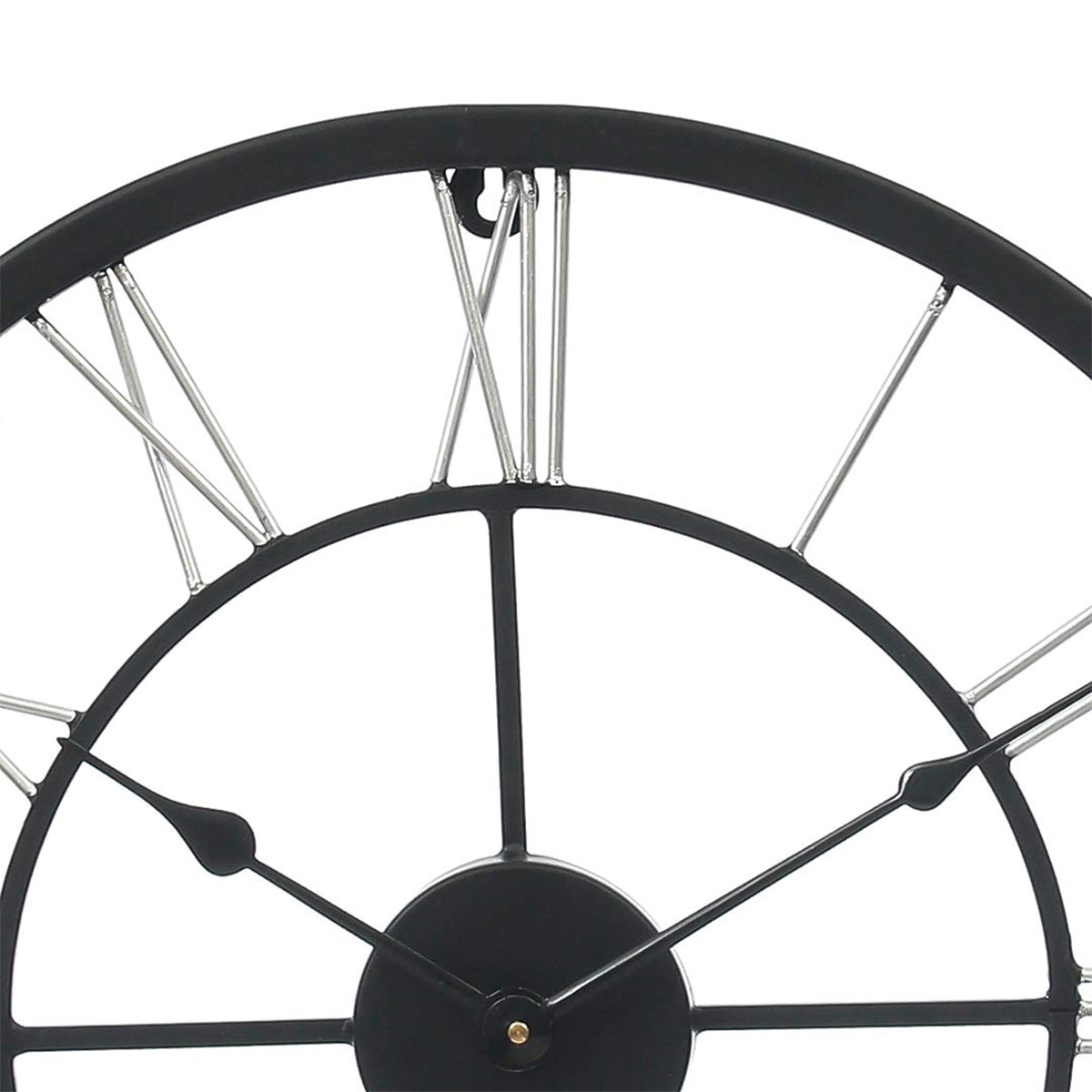 Round Black Handcrafted Roman Numeral Designer Iron Wall Hanging Clock 5