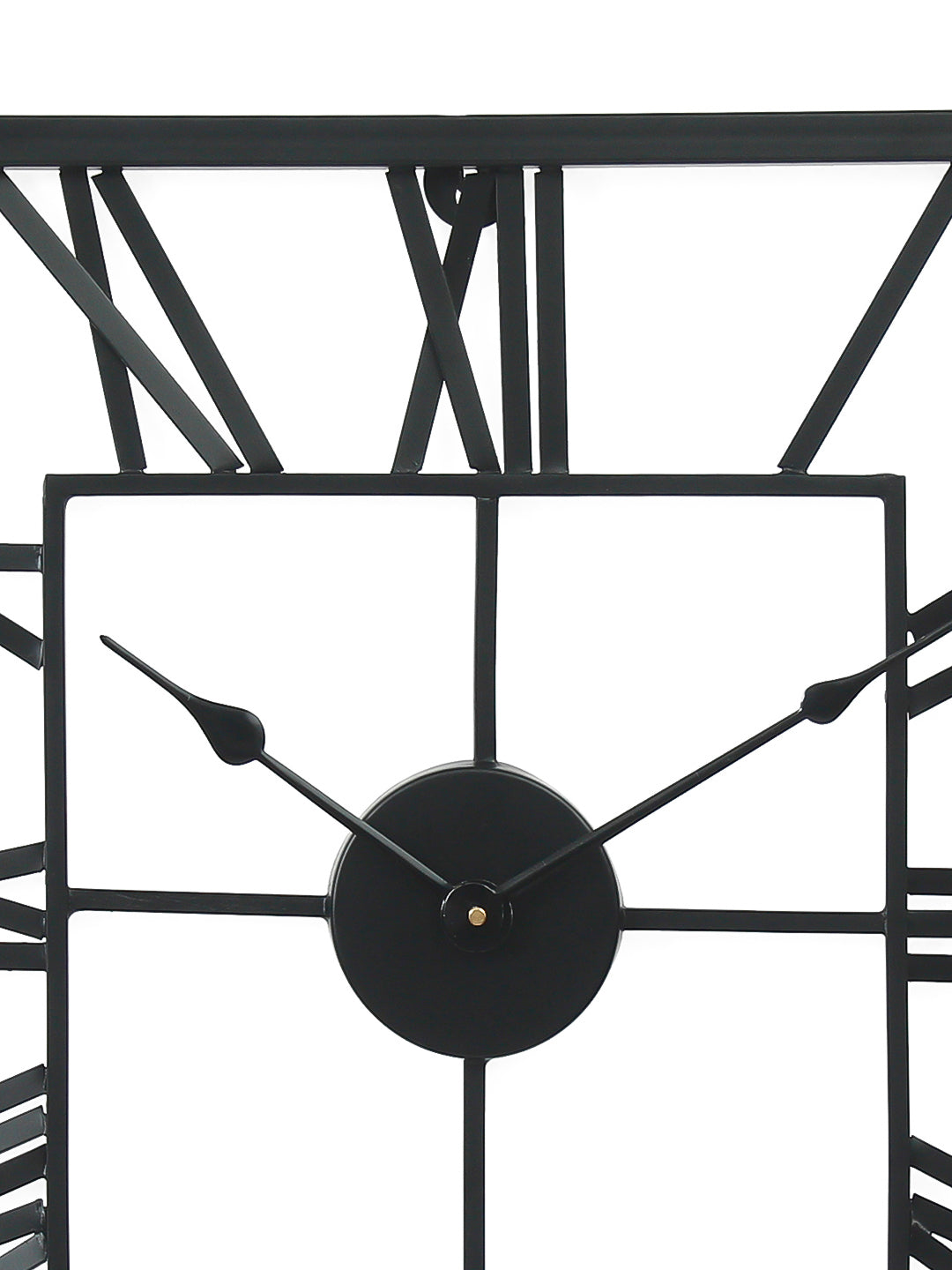 Black Iron Square Handcrafted Analog Roman Numeral Wall Clock Without Glass 4