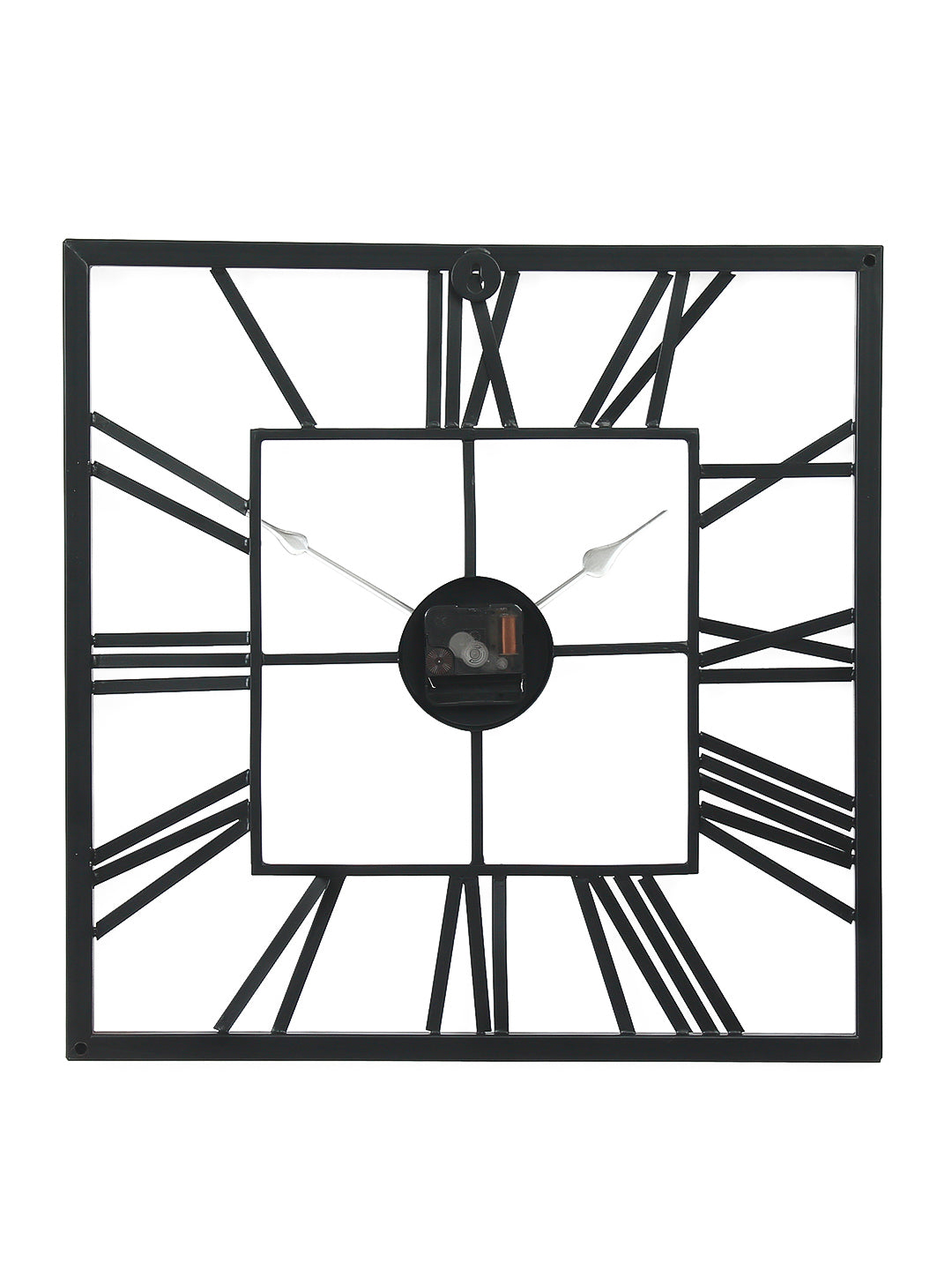 Black Iron Square Handcrafted Analog Roman Numeral Wall Clock Without Glass 6