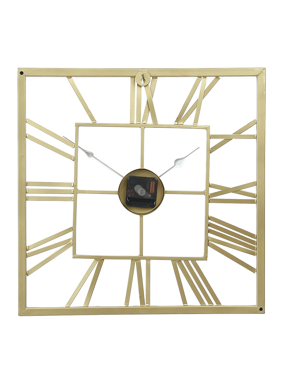 Golden Iron Roman Figure Square Hand-Crafted Analog Wall Clock Without Glass ( 45Cm x 45Cm ) 6