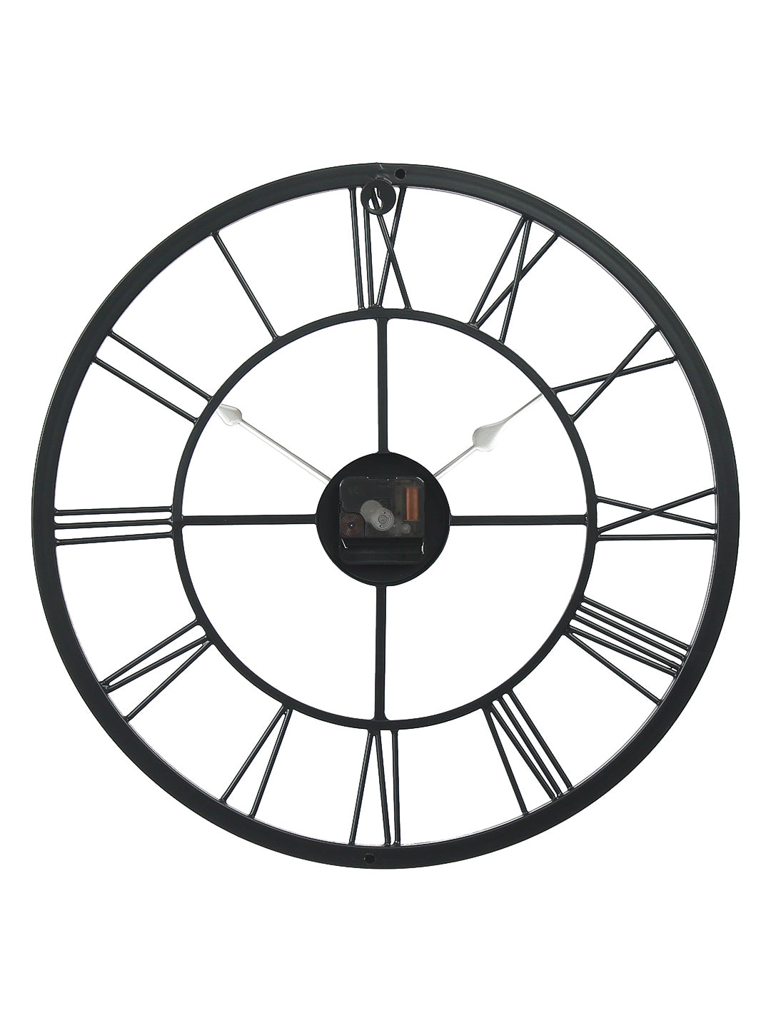 Black Iron Round Handcrafted Analog Roman Numeral Wall Clock Without Glass 6