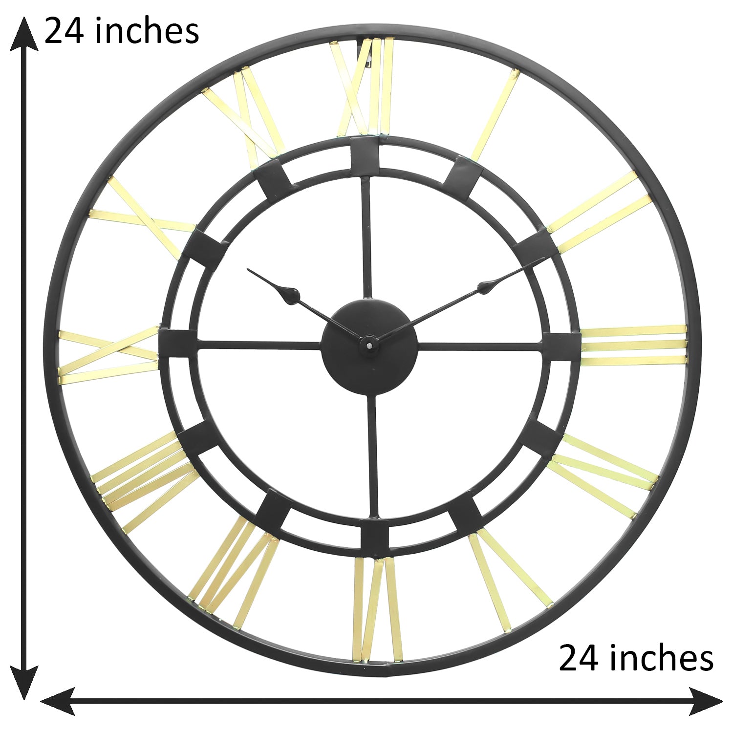 Golden Black Round Iron Wall Clock (24 x 24 Inch) 2