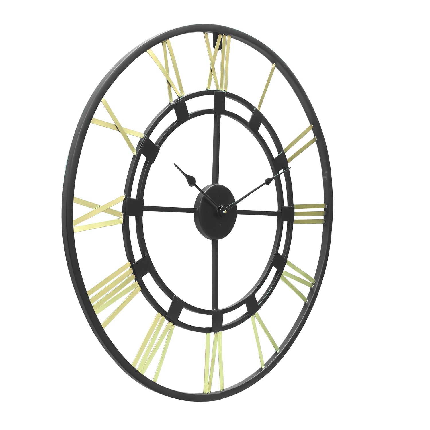 Golden Black Round Iron Wall Clock (24 x 24 Inch) 3