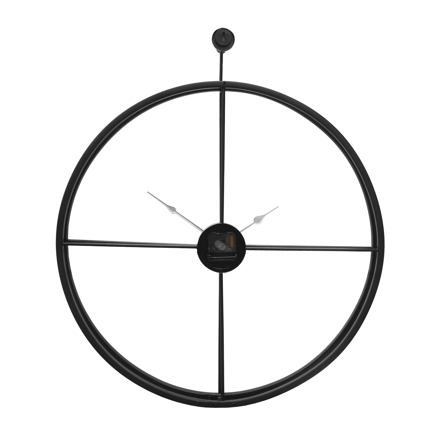 Black Round Ring Iron Wall Clock 4