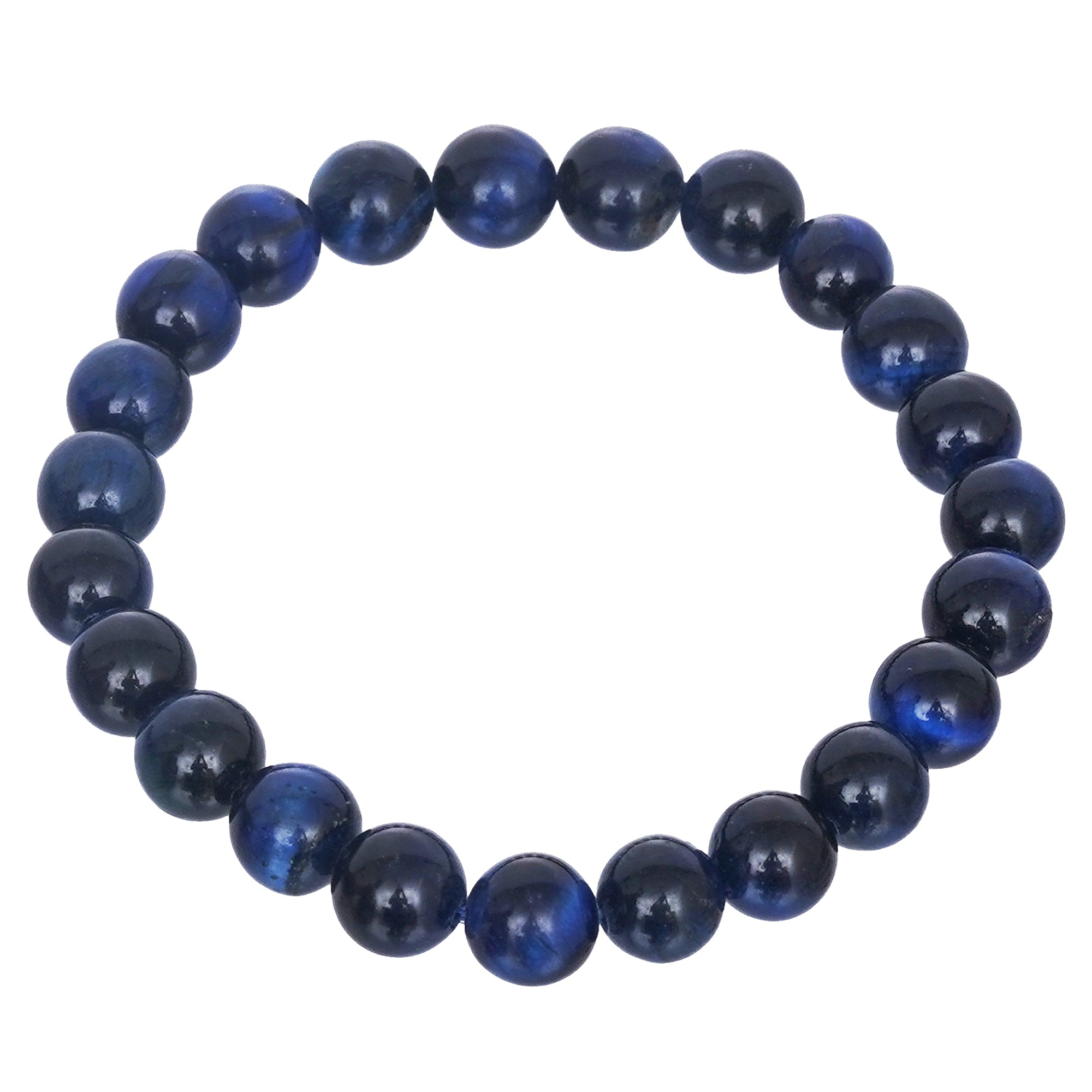 eCraftIndia Natural Blue Tiger Eye Crystal Gemstone Beaded Bracelet for Men and Women, 8 MM Beads 2