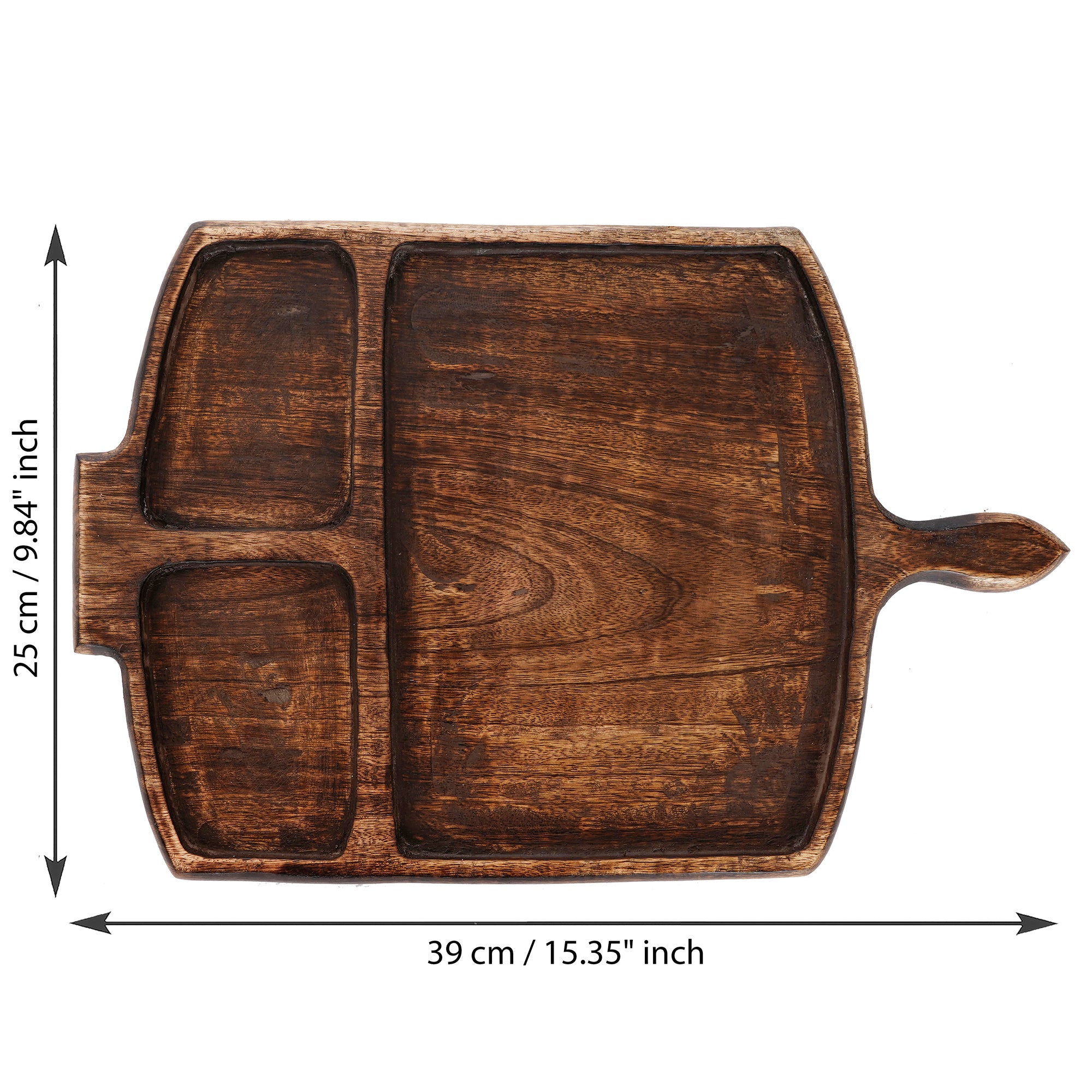 Brown Square Wooden Food Serving Platter with Handle 3