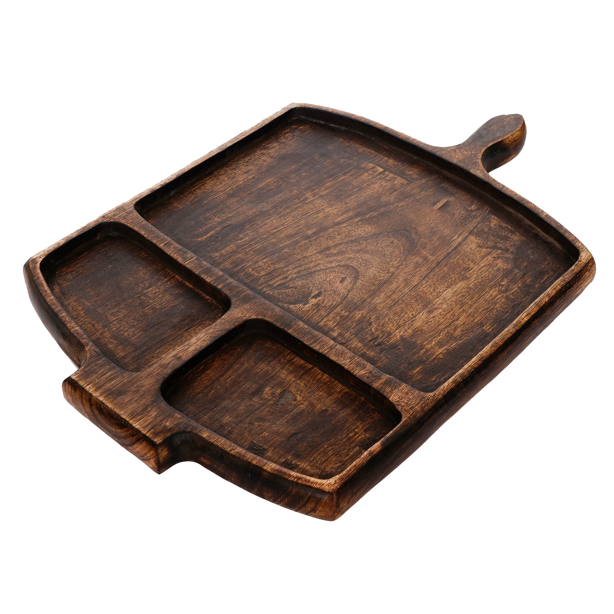 Brown Square Wooden Food Serving Platter with Handle 4