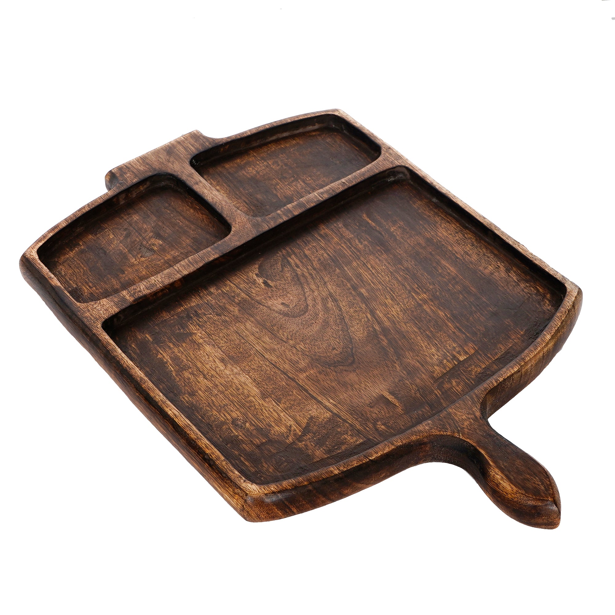 Brown Square Wooden Food Serving Platter with Handle 5