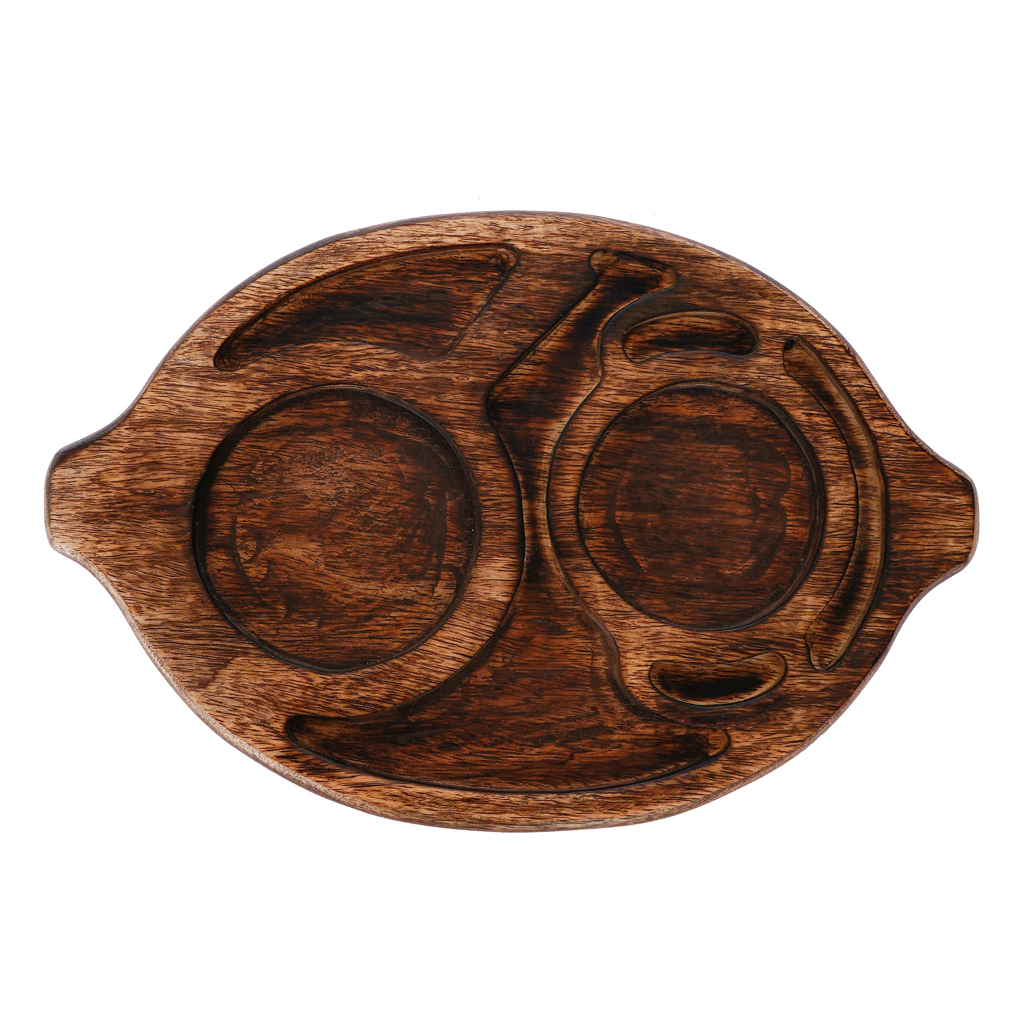 Brown Oval Wooden Food Serving Platter with Handle 2