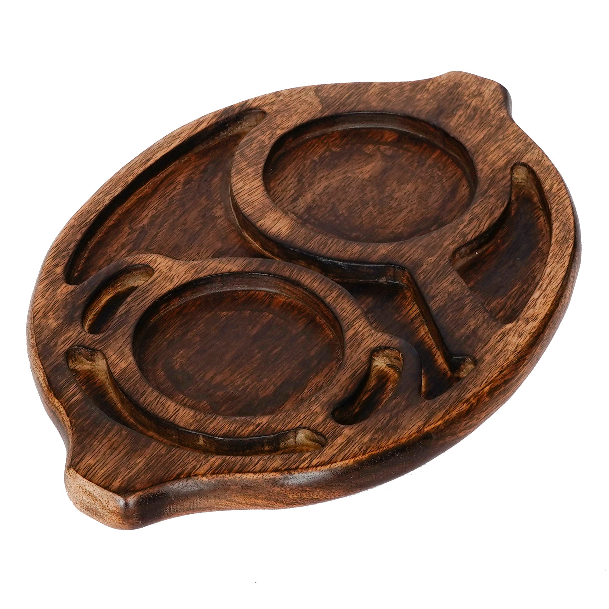 Brown Oval Wooden Food Serving Platter with Handle 4