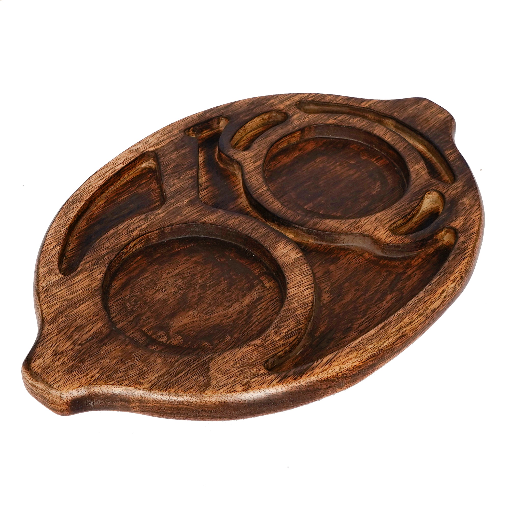 Brown Oval Wooden Food Serving Platter with Handle 5