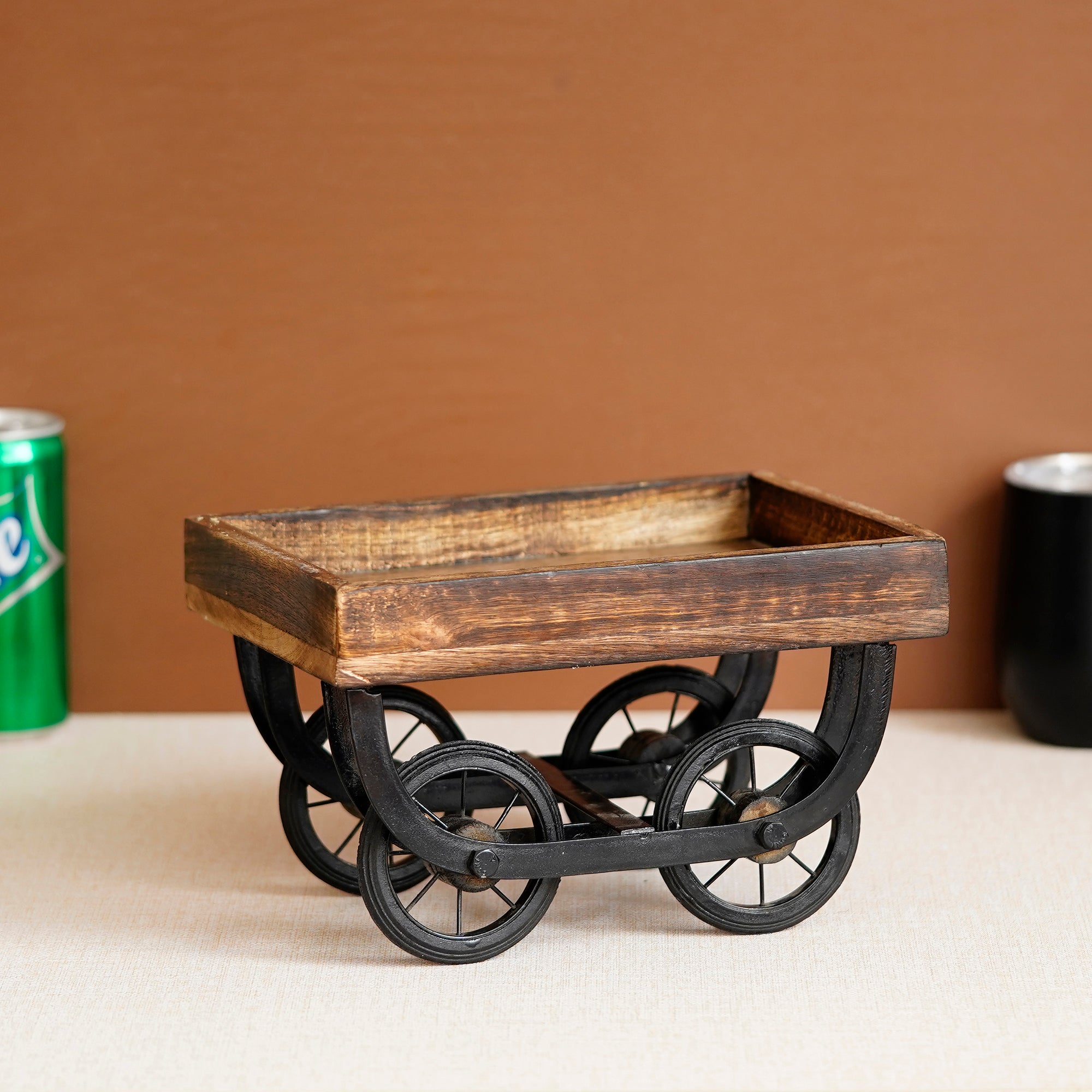 Wooden Cart Style Starter Serving Platter