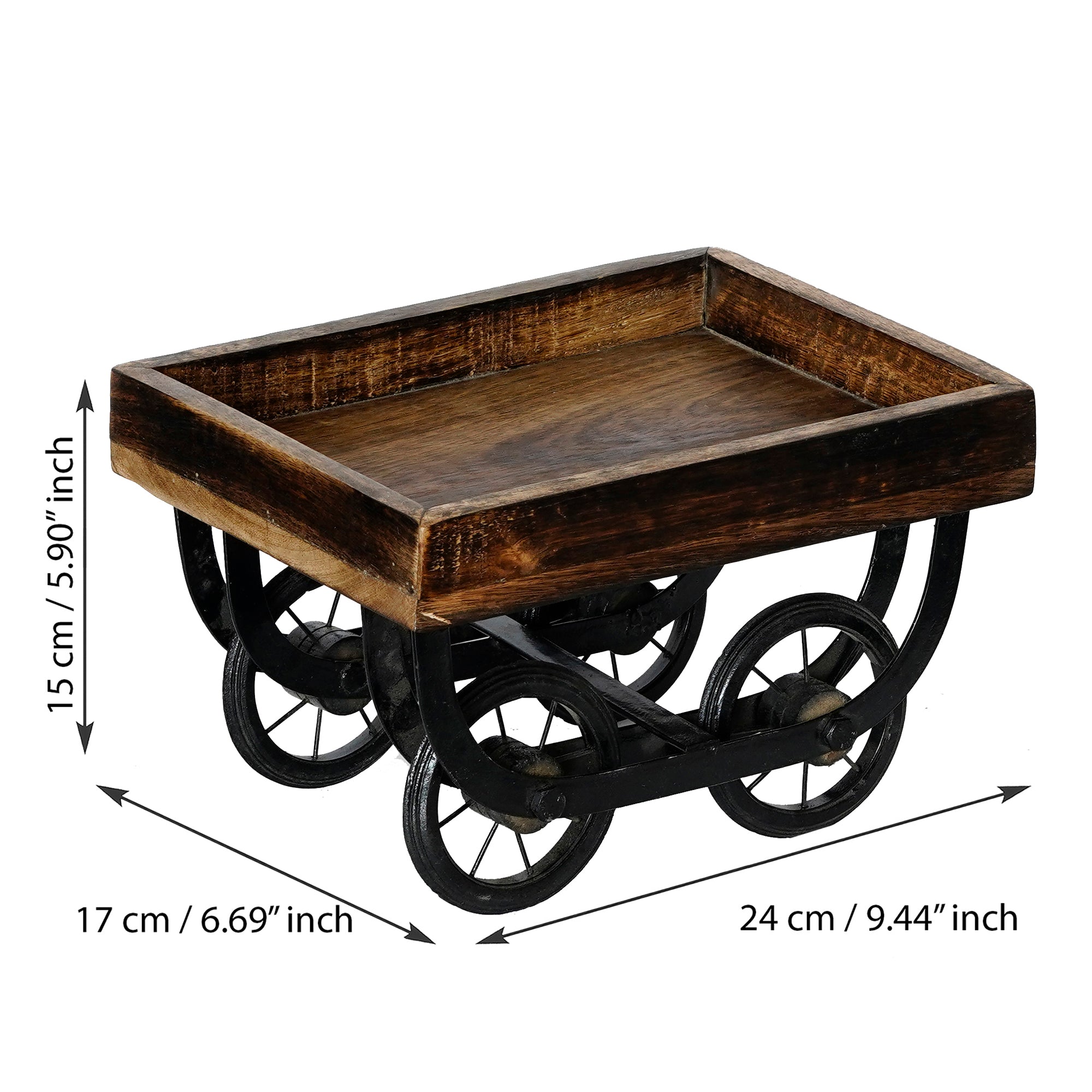 Wooden Cart Style Starter Serving Platter 3
