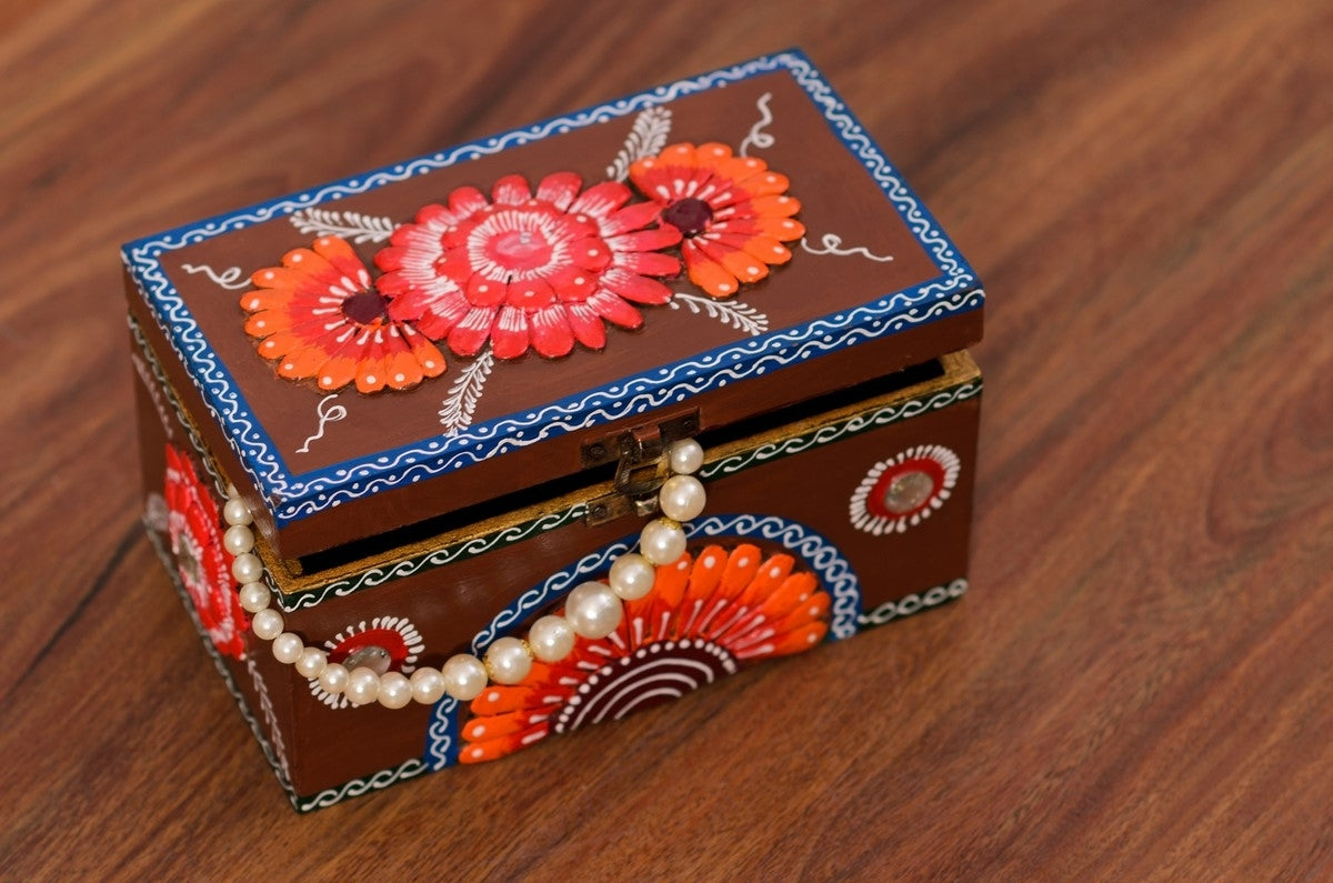 Floral Multiutility Papier-Mache Wooden Jewellery Box 1