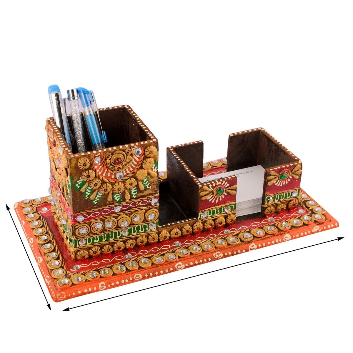 Multiutility Papier-Mache Wooden Penstand and Visiting Card Holder 1