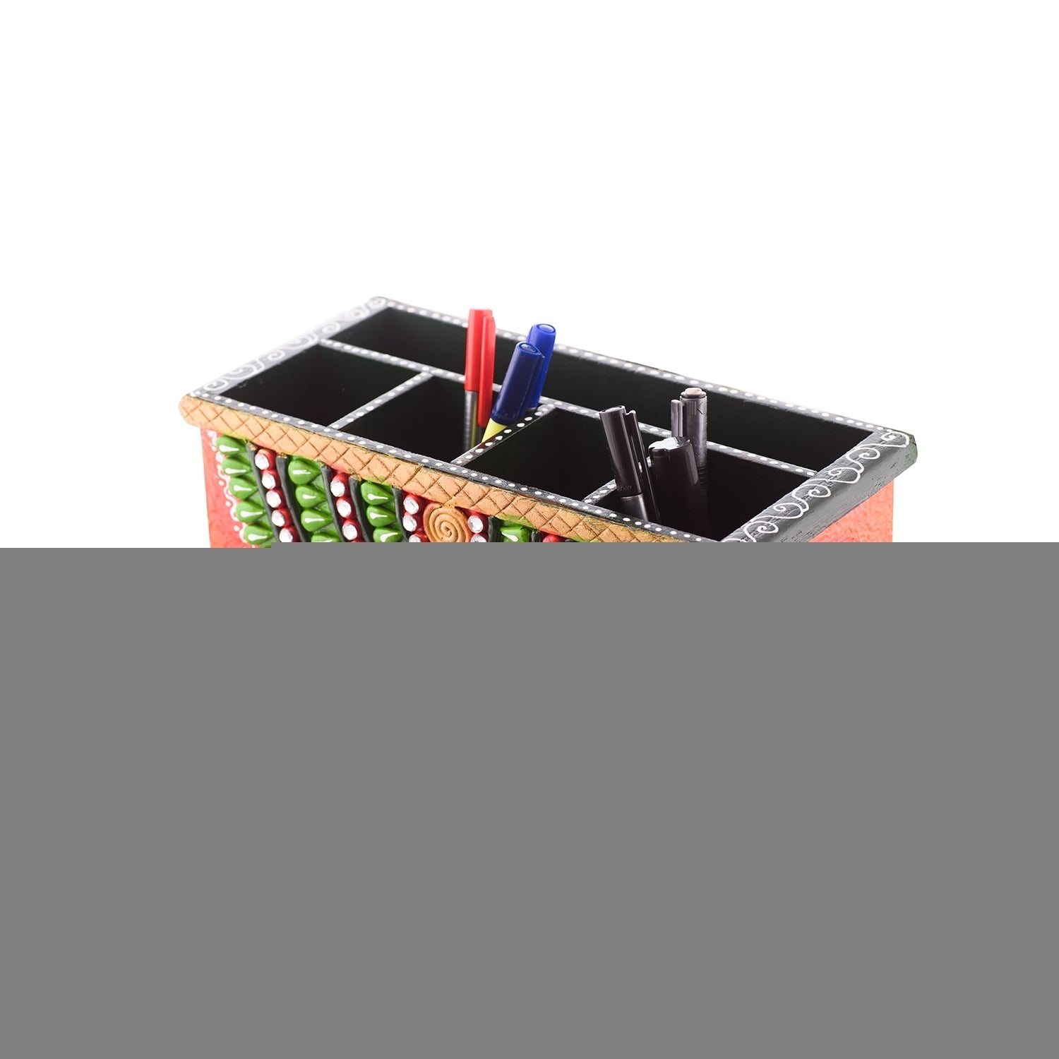 Papier-Mache Wooden Decorative Premium Pen Stand Utility Box