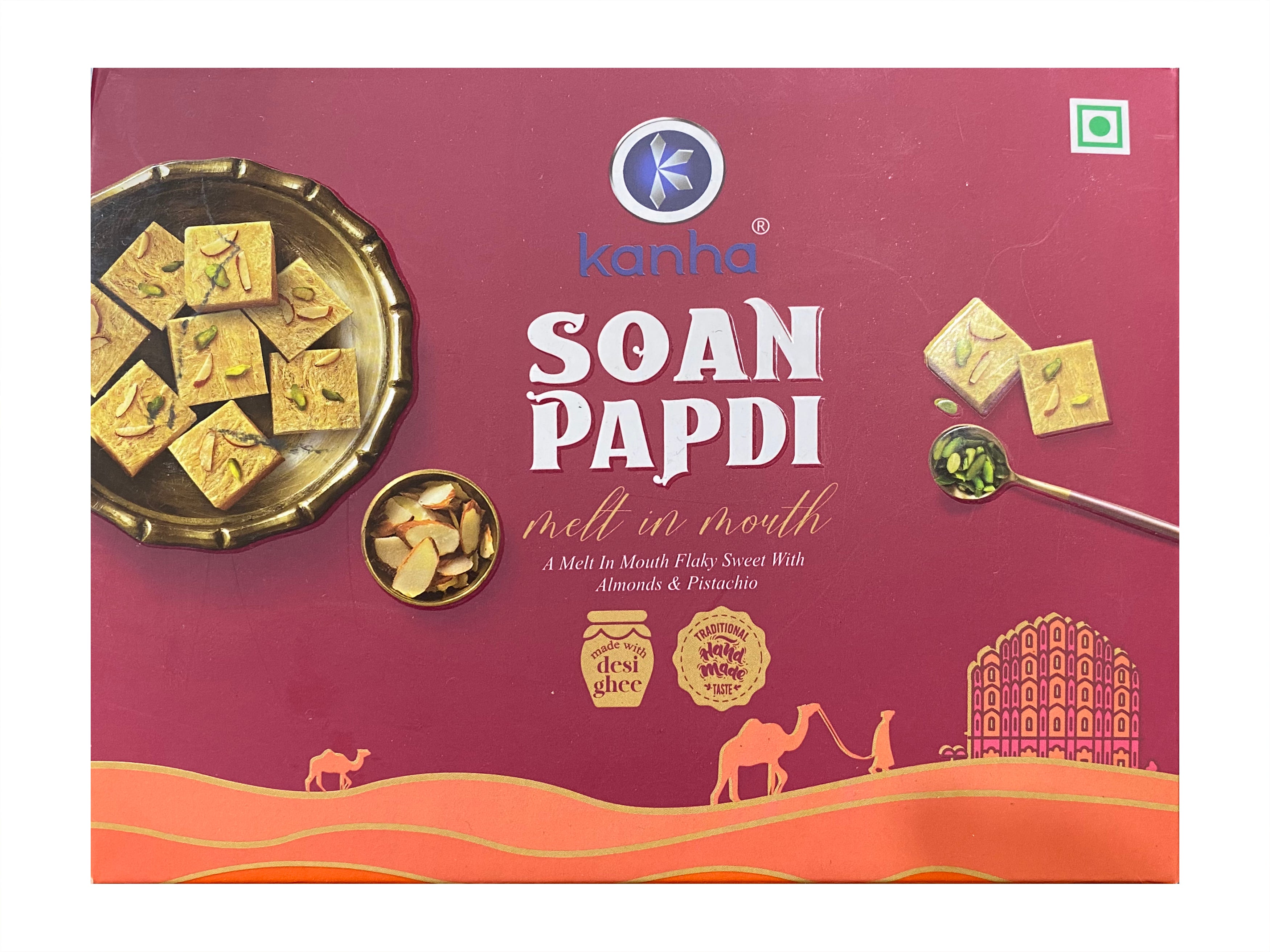 Designer Pearl Rakhi with Soan Papdi (500 Gm) and Roli Tikka Matki, Best Wishes Greeting Card 1
