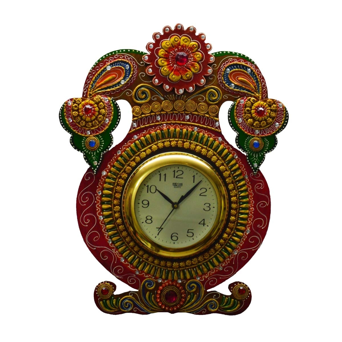 Kundan Studded Wall Clock with Kalash Design