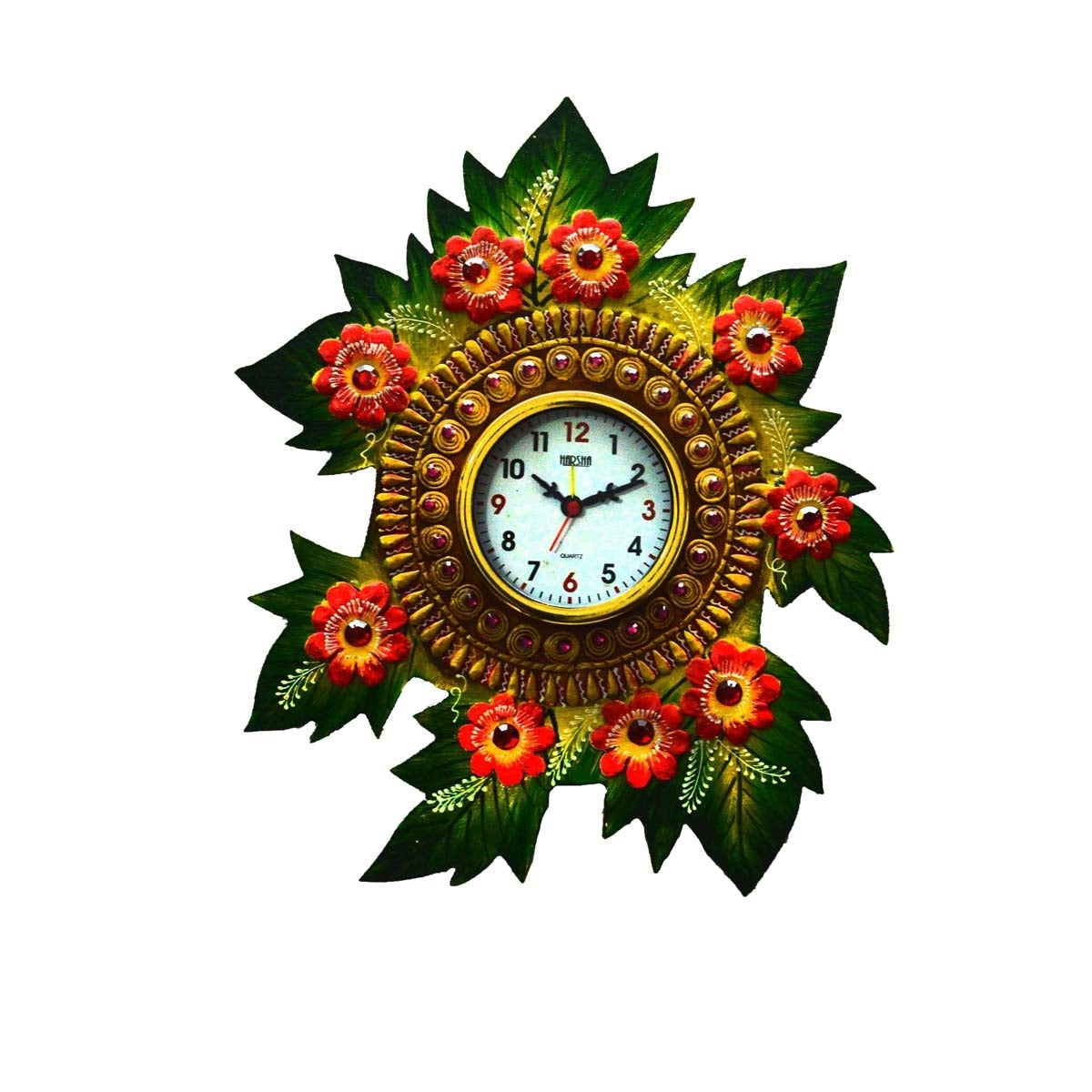 Papier-Mache Floral Handcrafted Wall Clock