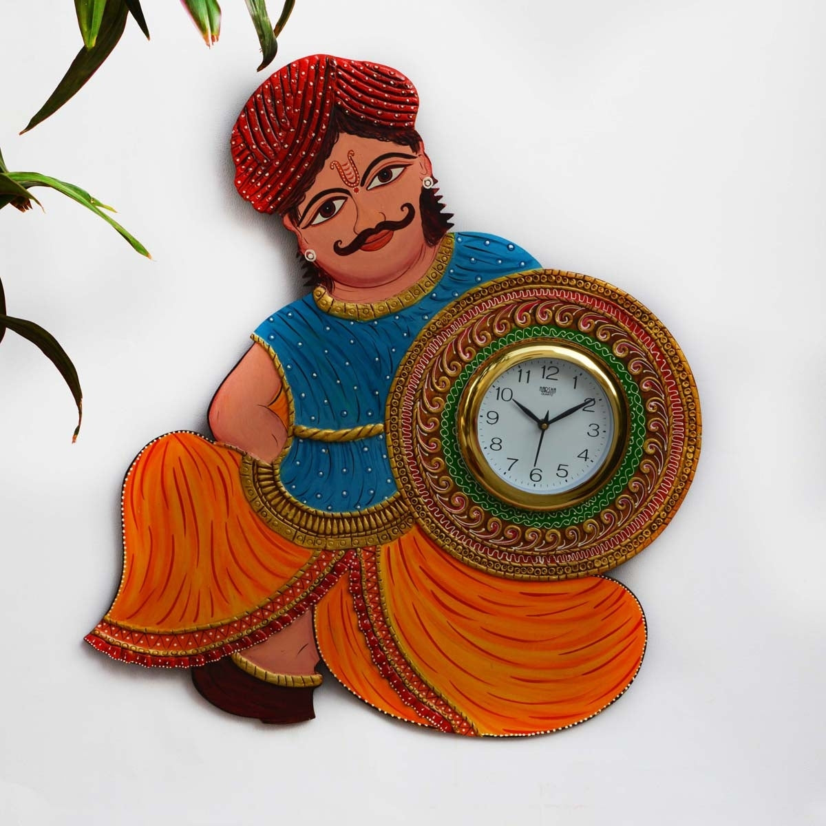 Papier-Mache Rajasthani Turban Man Handcrafted Wall Clock