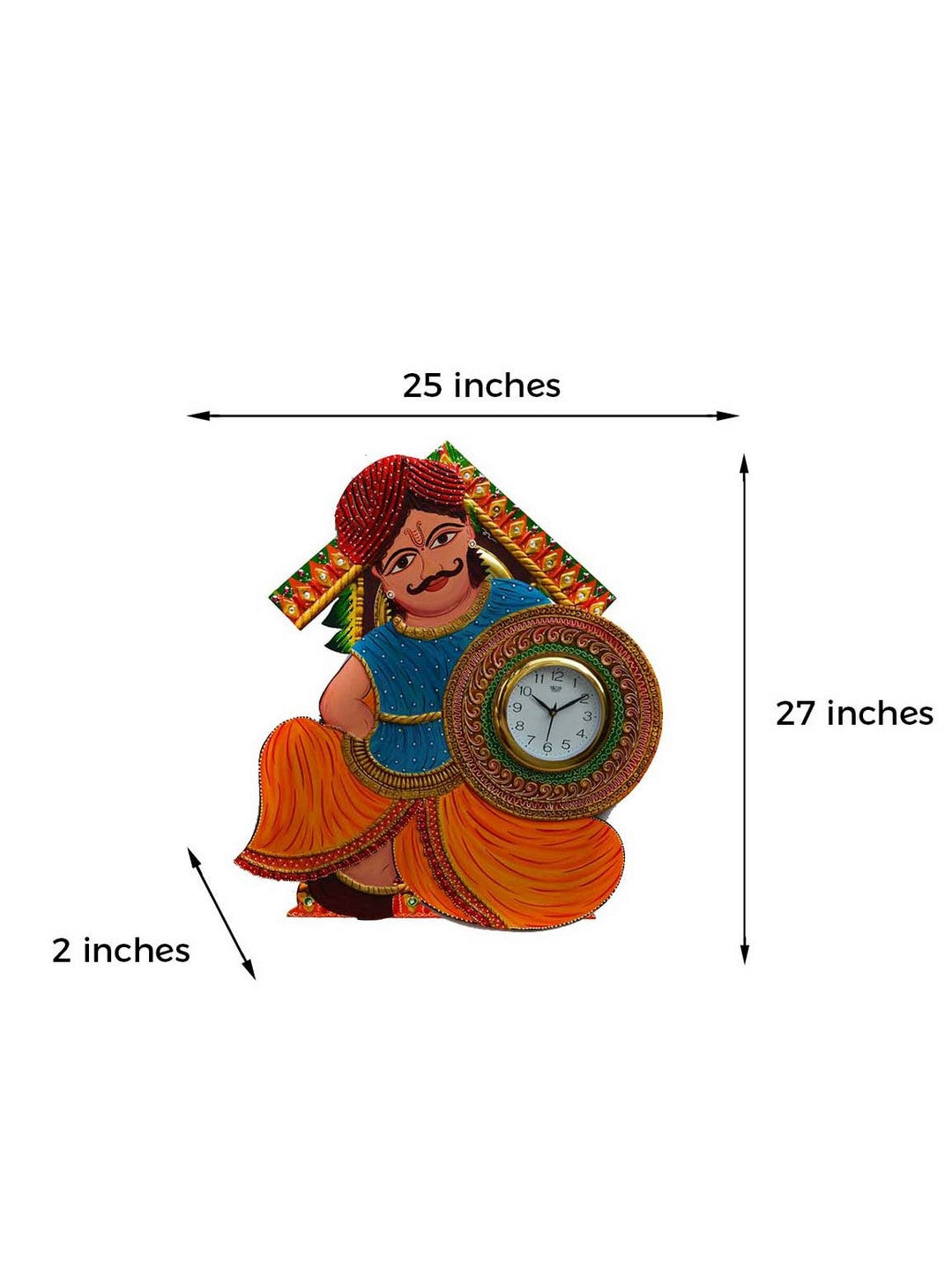 Papier-Mache Rajasthani Turban Man Handcrafted Wall Clock 2