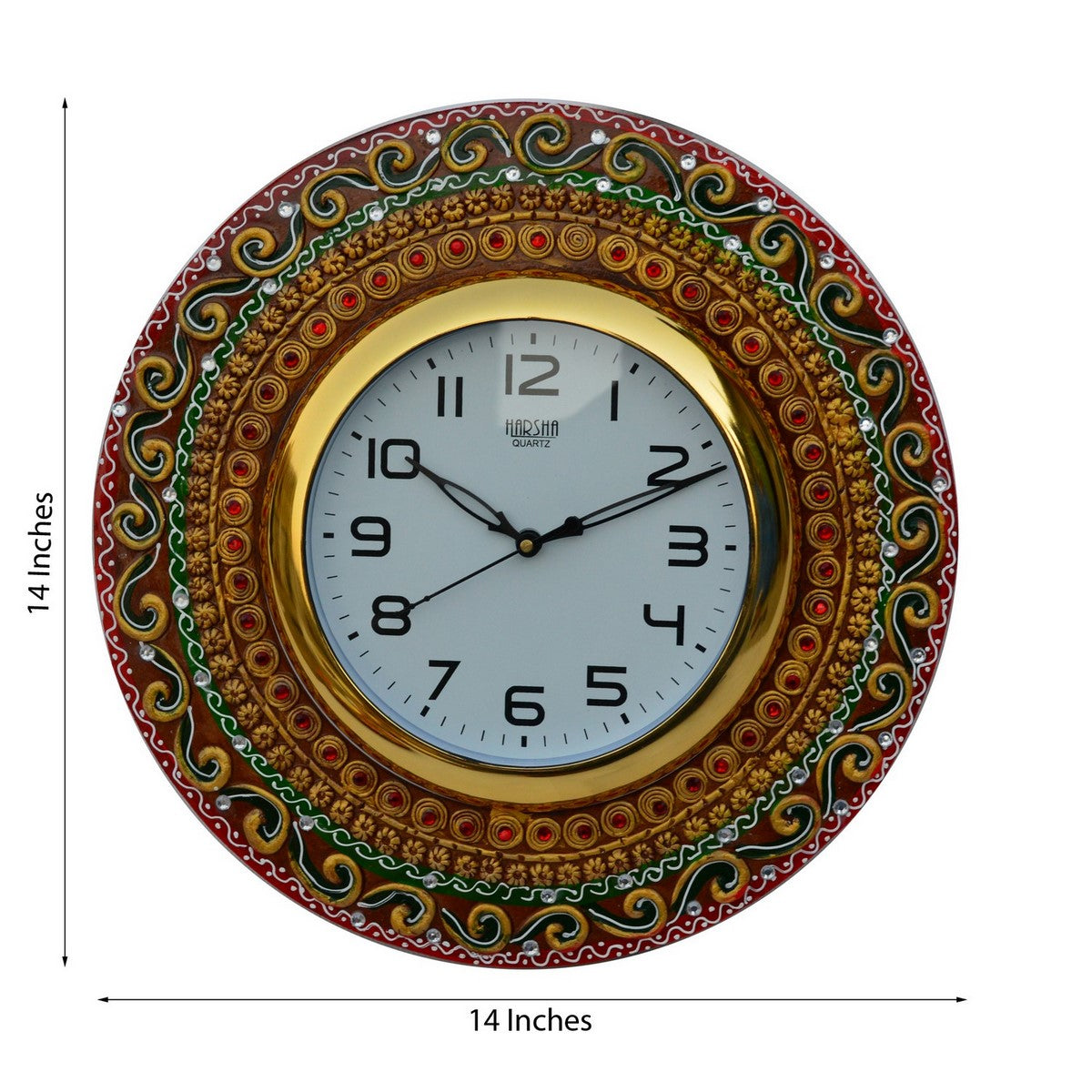 Papier-Mache Kundan Studded Handcrafted Wall Clock 1