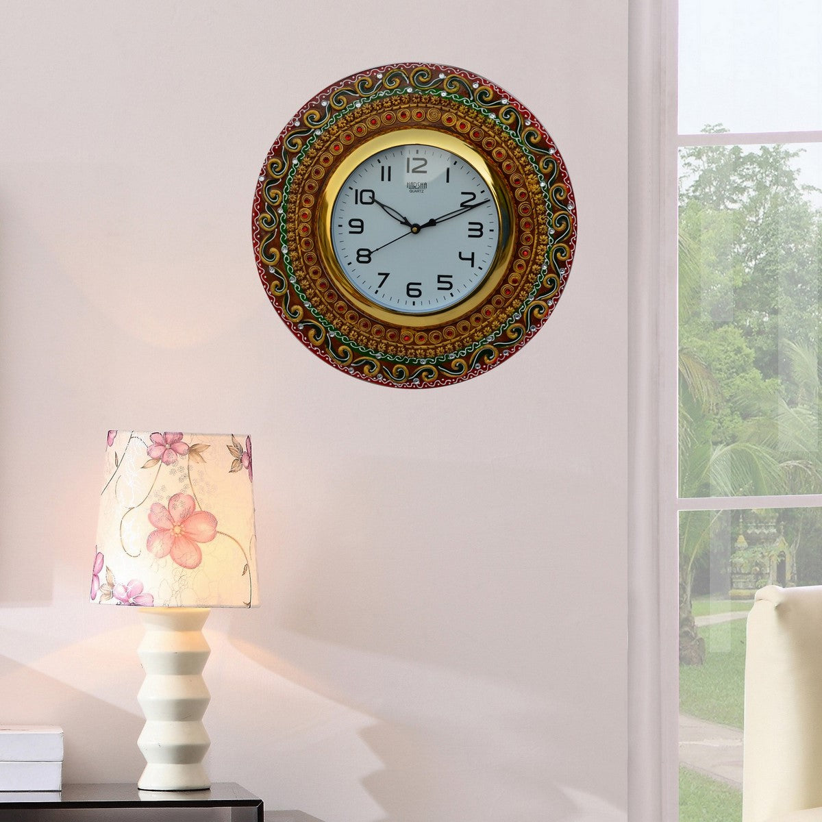 Papier-Mache Kundan Studded Handcrafted Wall Clock 2