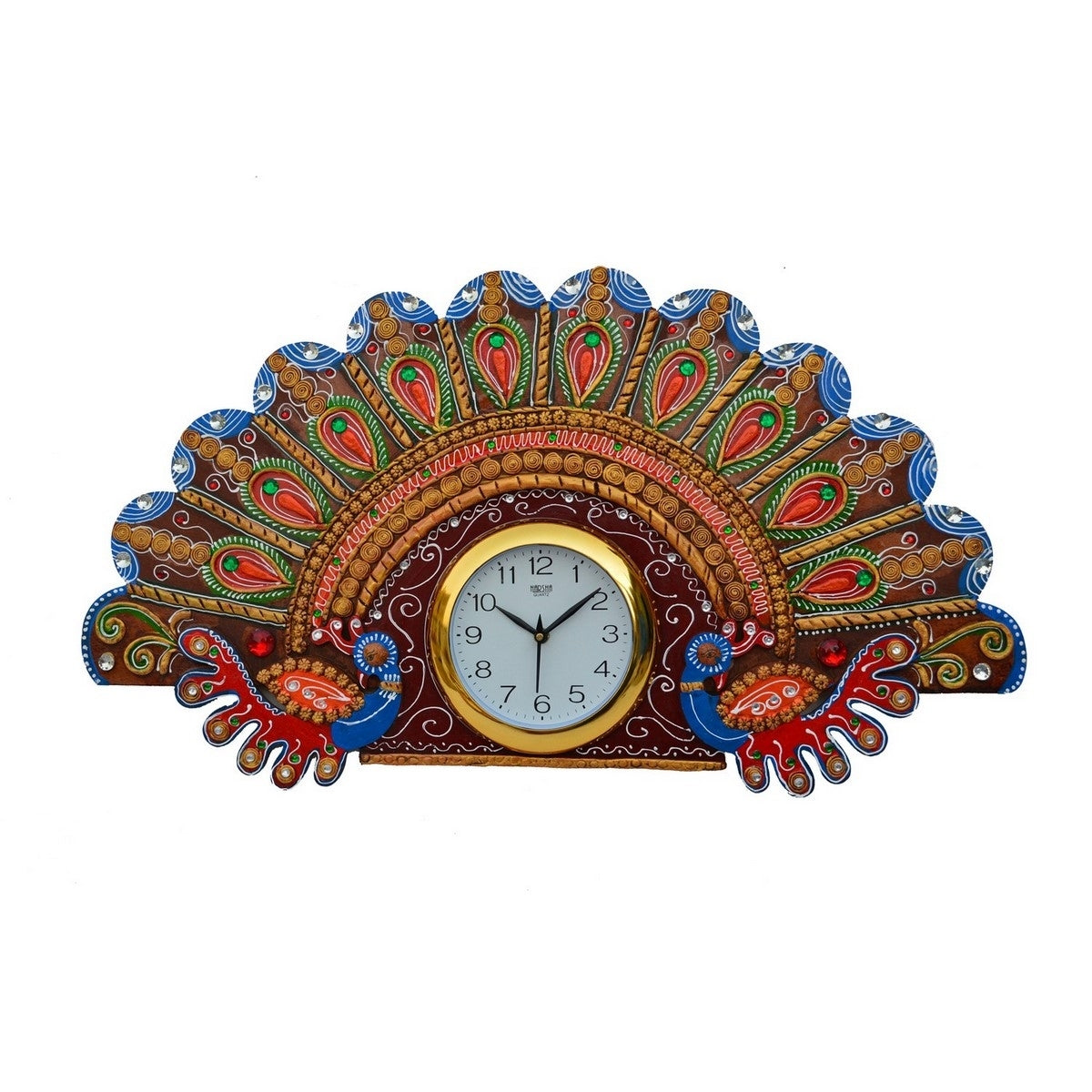 Papier-Mache Peacock Design Handcrafted Wall Clock
