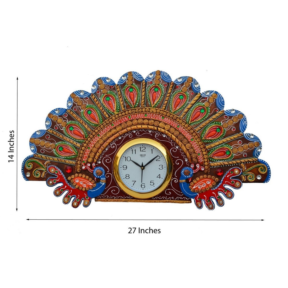 Papier-Mache Peacock Design Handcrafted Wall Clock 1