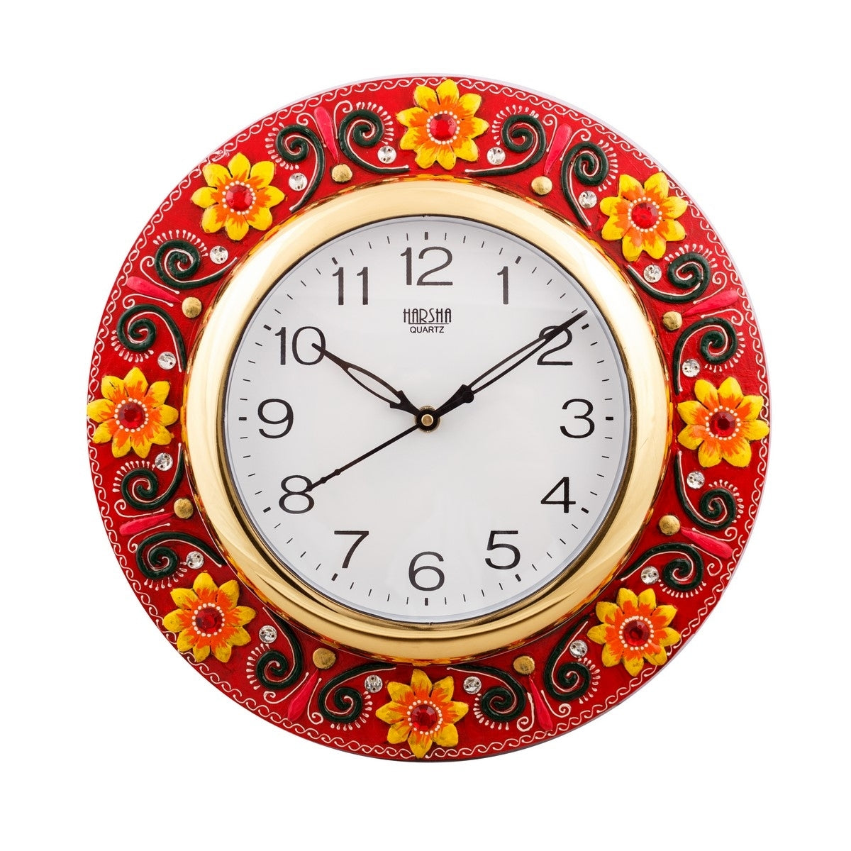 Fine Crafted Florid Papier-Mache Wooden Handcrafted Wall Clock