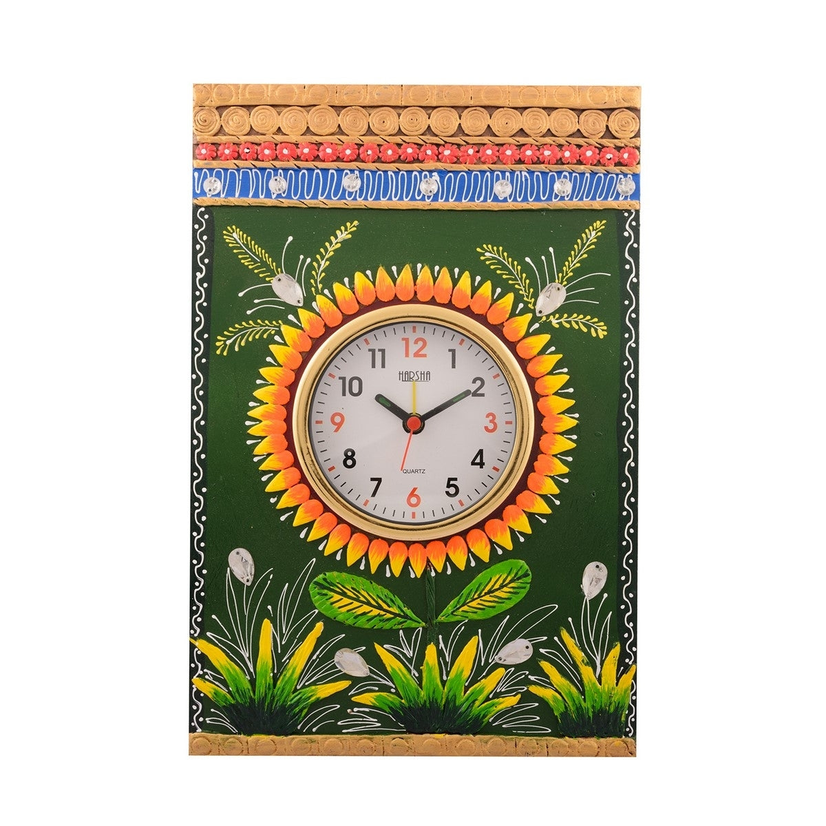 Rectangle Wooden Papier Mache Artistic Handcrafted Designer Wall Clock
