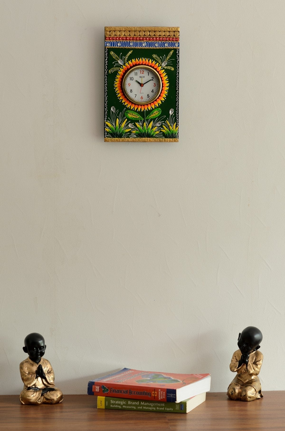 Rectangle Wooden Papier Mache Artistic Handcrafted Designer Wall Clock 1