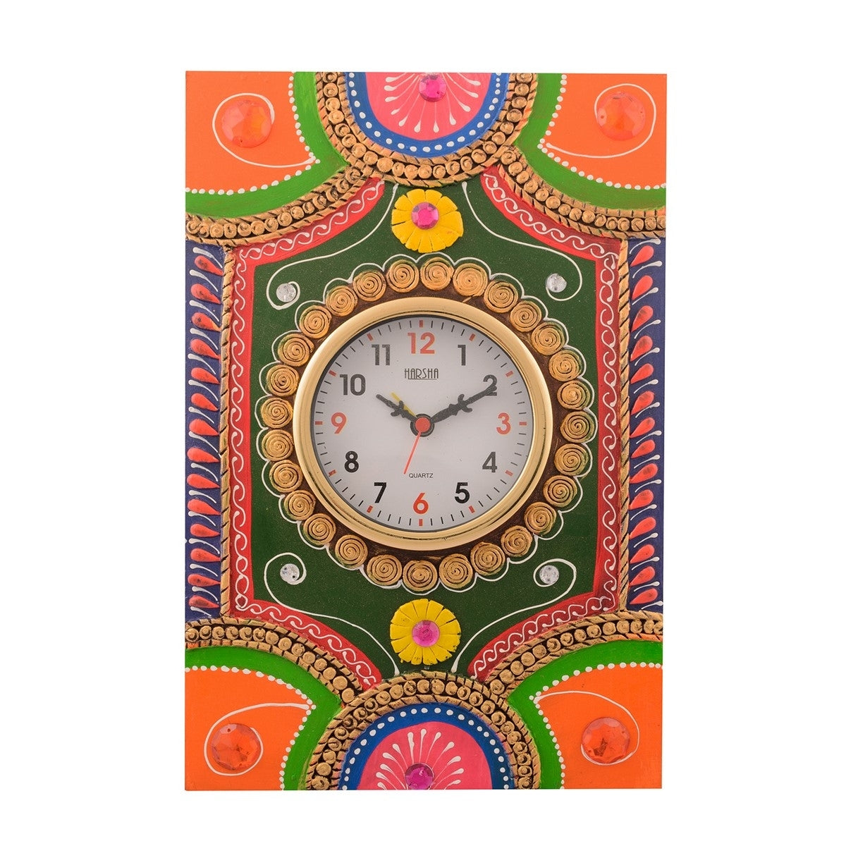 Wooden Papier Mache Traditional Work Artistic Handcrafted Wall Clock