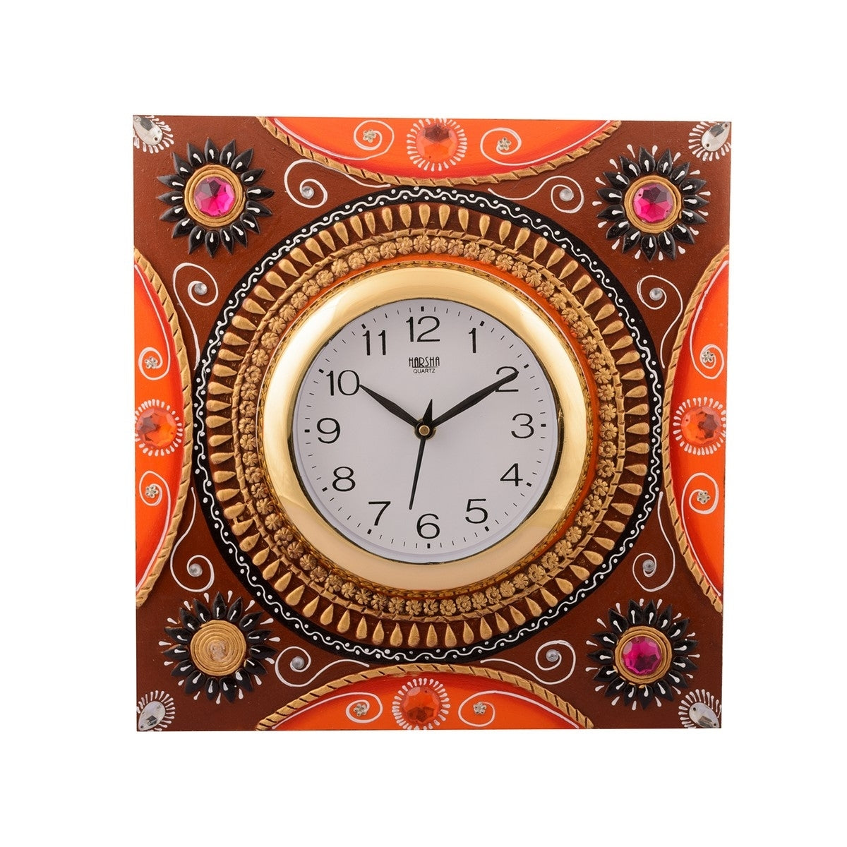 Wooden Papier Mache Rick Look Artistic Handcrafted Wall Clock