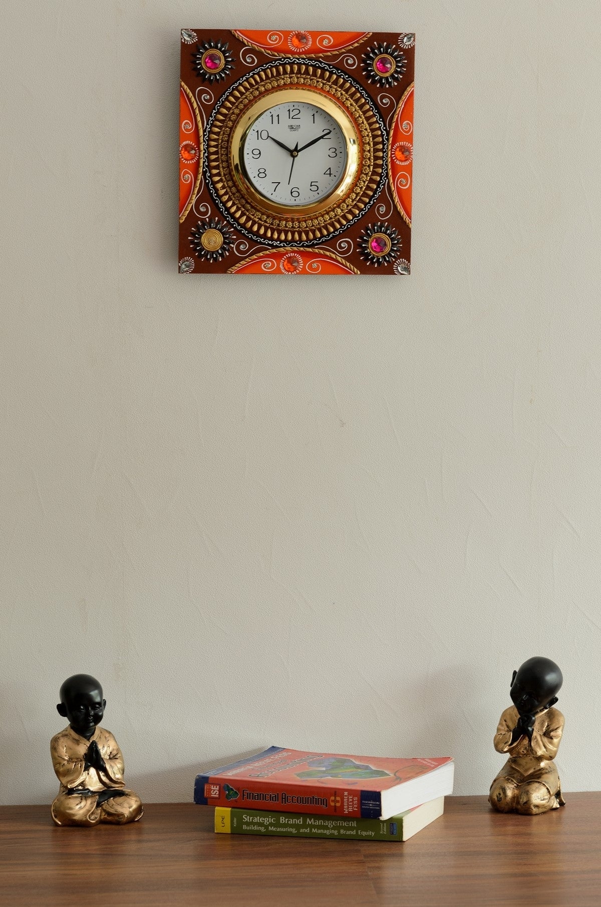 Wooden Papier Mache Rick Look Artistic Handcrafted Wall Clock 1