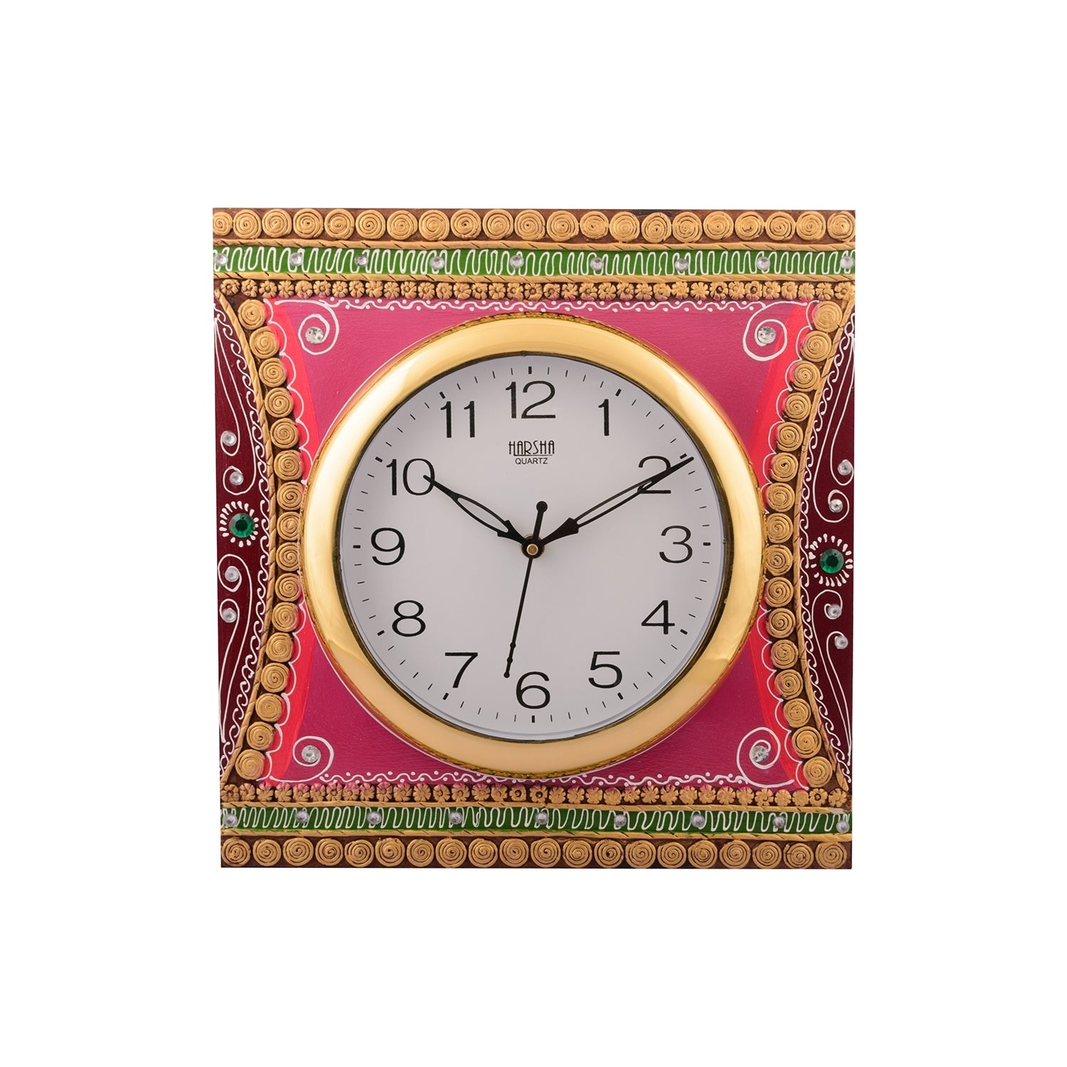 Wooden Papier Mache Decorative Artistic Handcrafted Wall Clock
