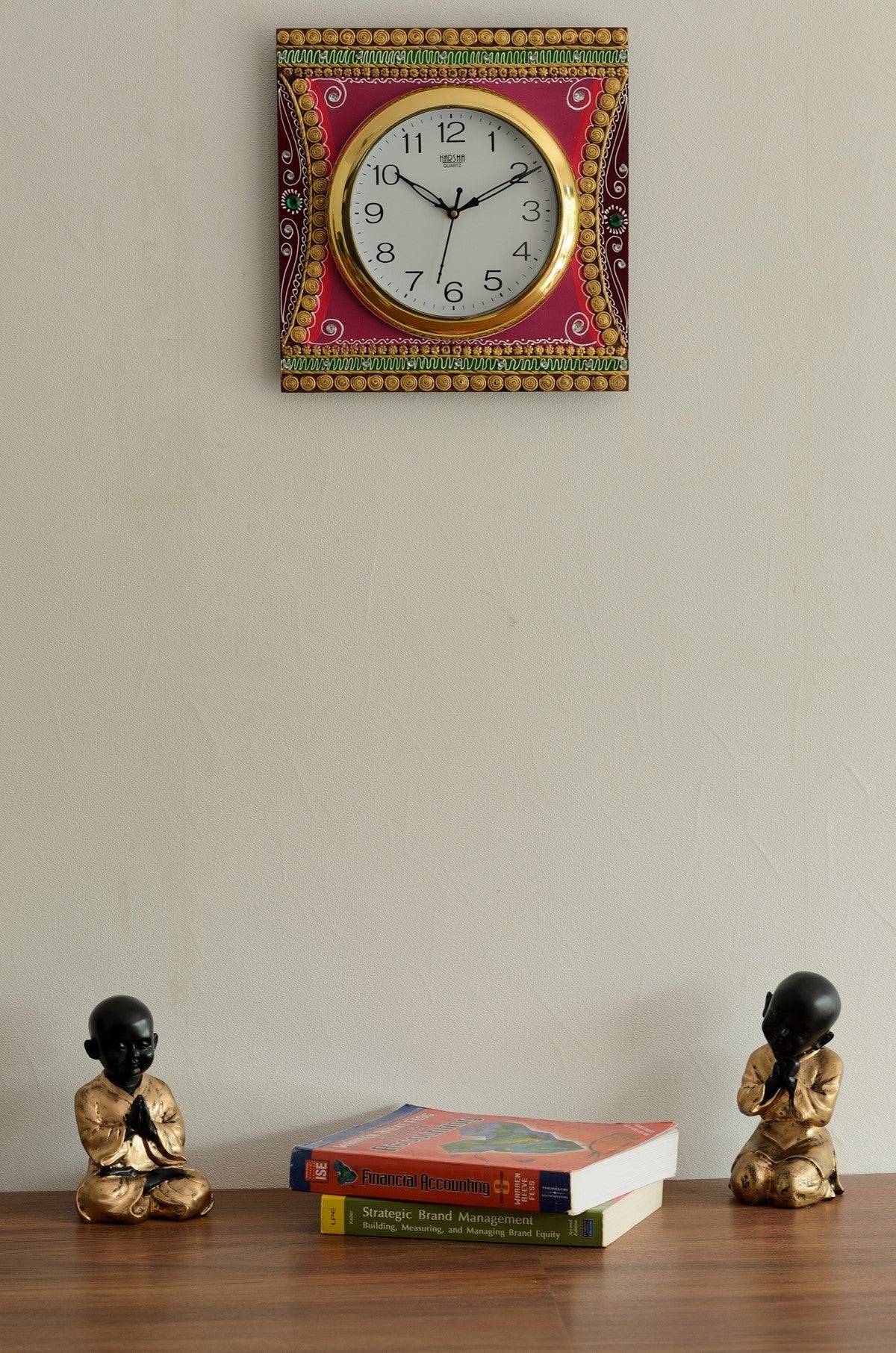 Wooden Papier Mache Decorative Artistic Handcrafted Wall Clock 1