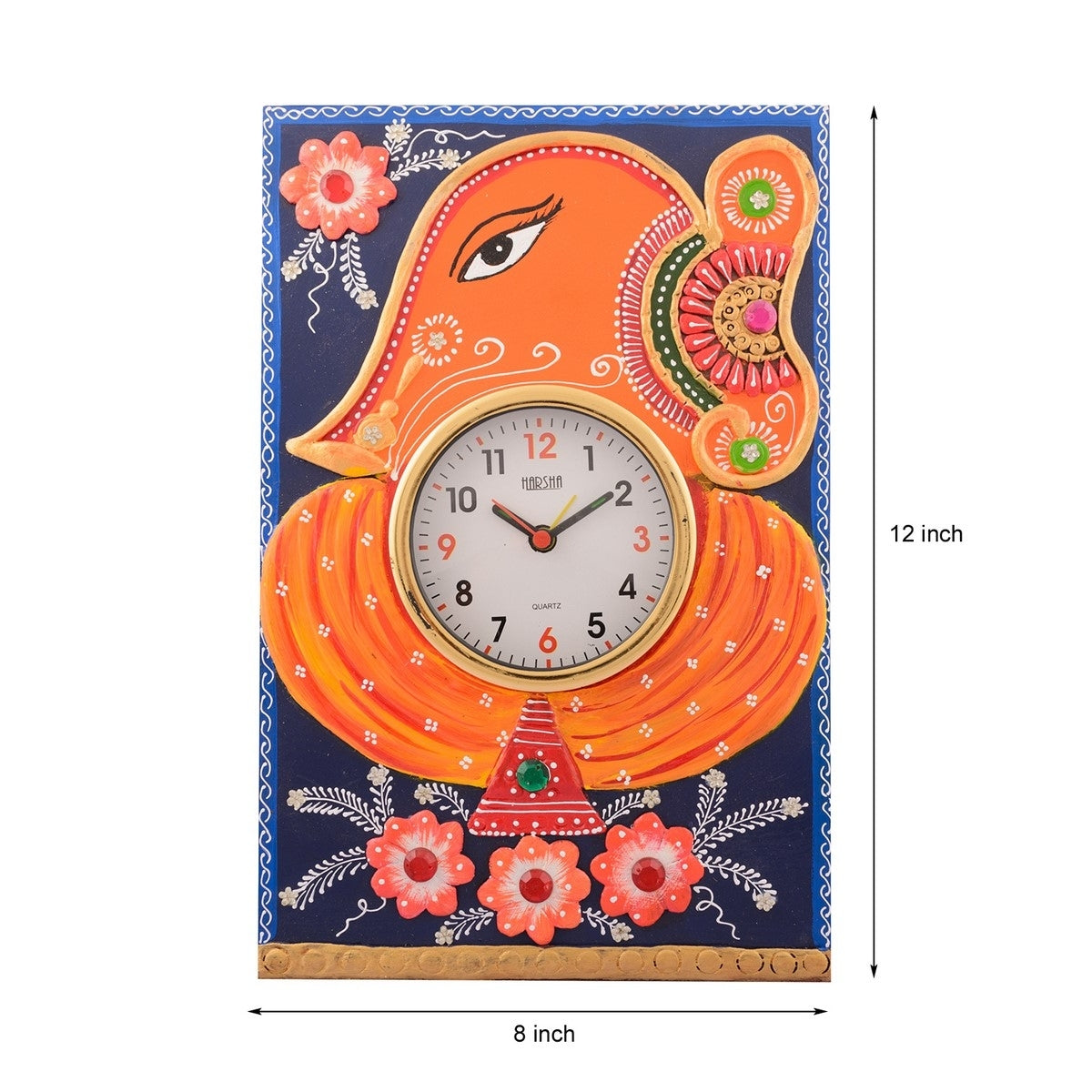 Wooden Papier Mache Lord Ganesha Artistic Handcrafted Wall Clock 2