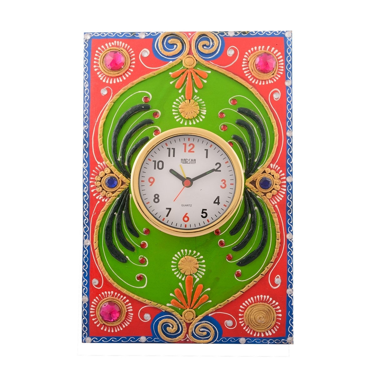 Wooden Papier Mache Embossed Artistic Handcrafted Wall Clock