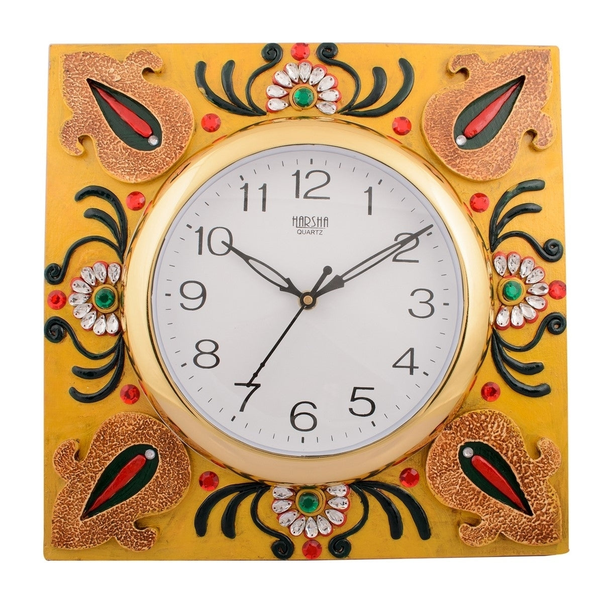 Wooden Papier Mache Decorative Embossed Handcrafted Wall Clock
