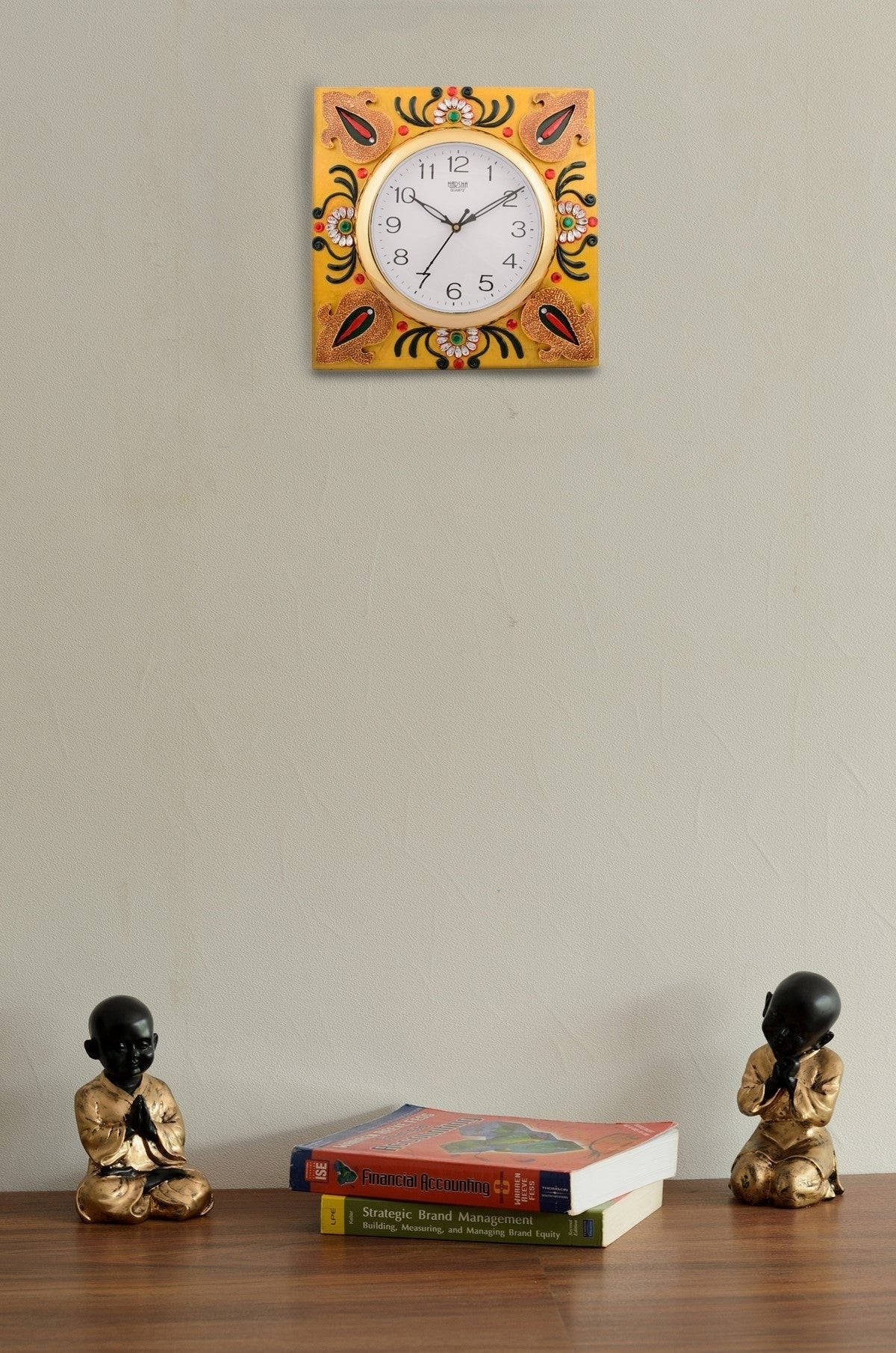 Wooden Papier Mache Decorative Embossed Handcrafted Wall Clock 1