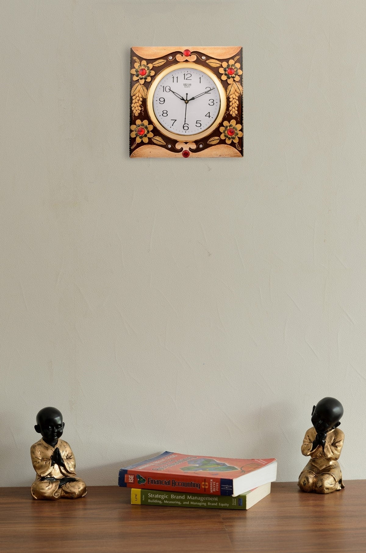 Wooden Papier Mache Adorning Floral Handcrafted Wall Clock 1