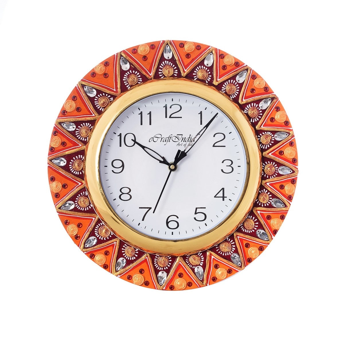 Geometric Shape Decorative Papier-Mache Wooden Handcrafted Wall Clock