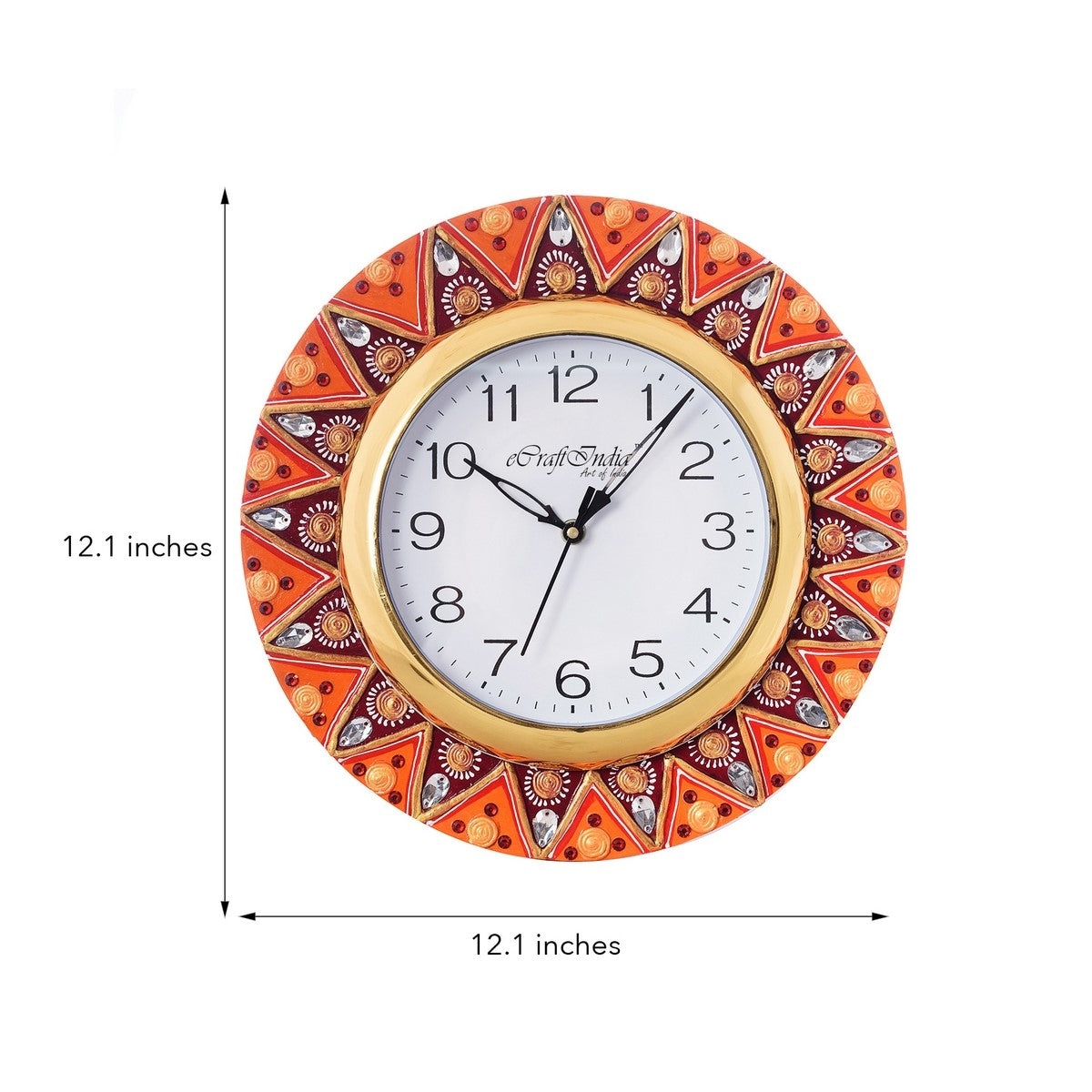 Geometric Shape Decorative Papier-Mache Wooden Handcrafted Wall Clock 2