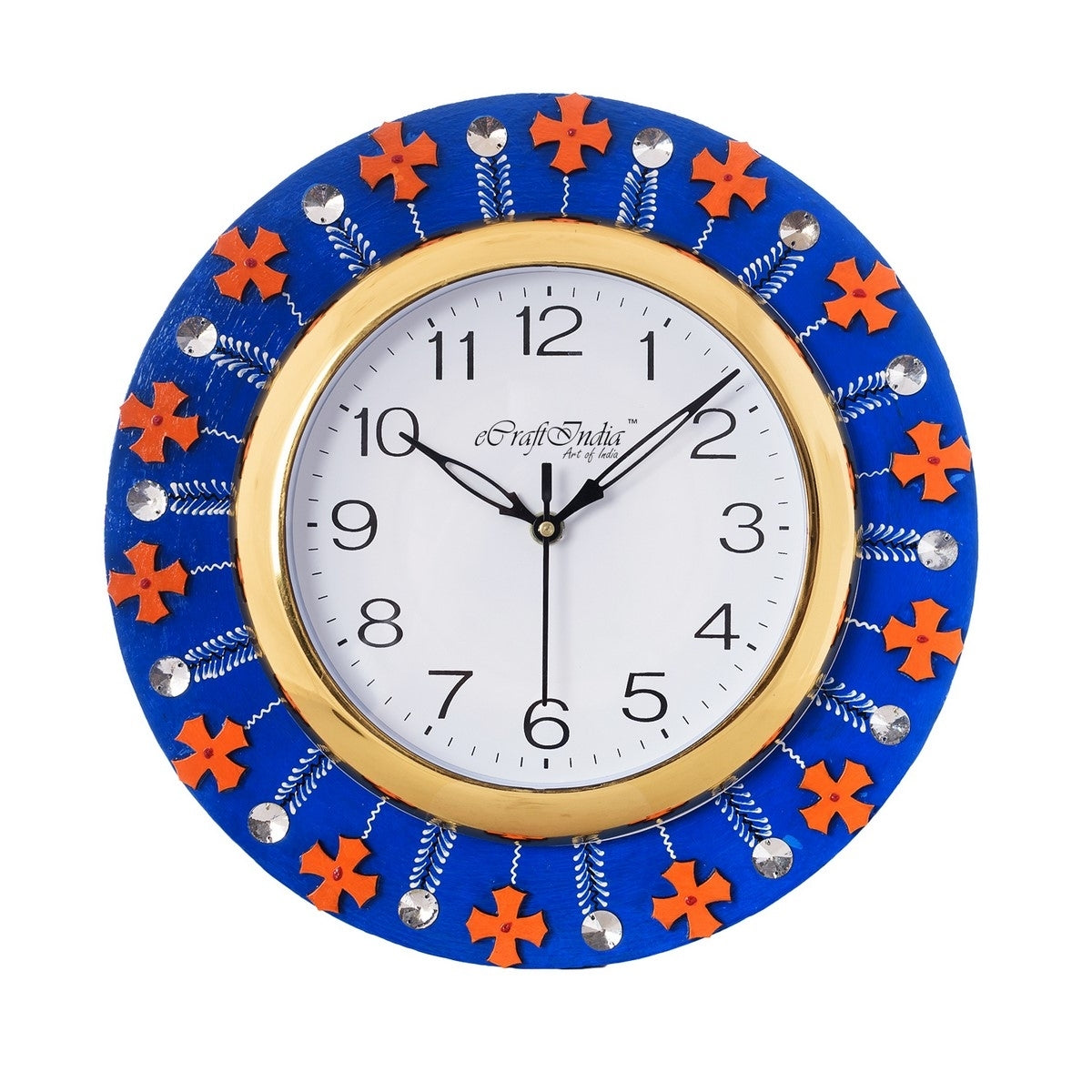Designer Round Shape Papier-Mache Wooden Wall Clock