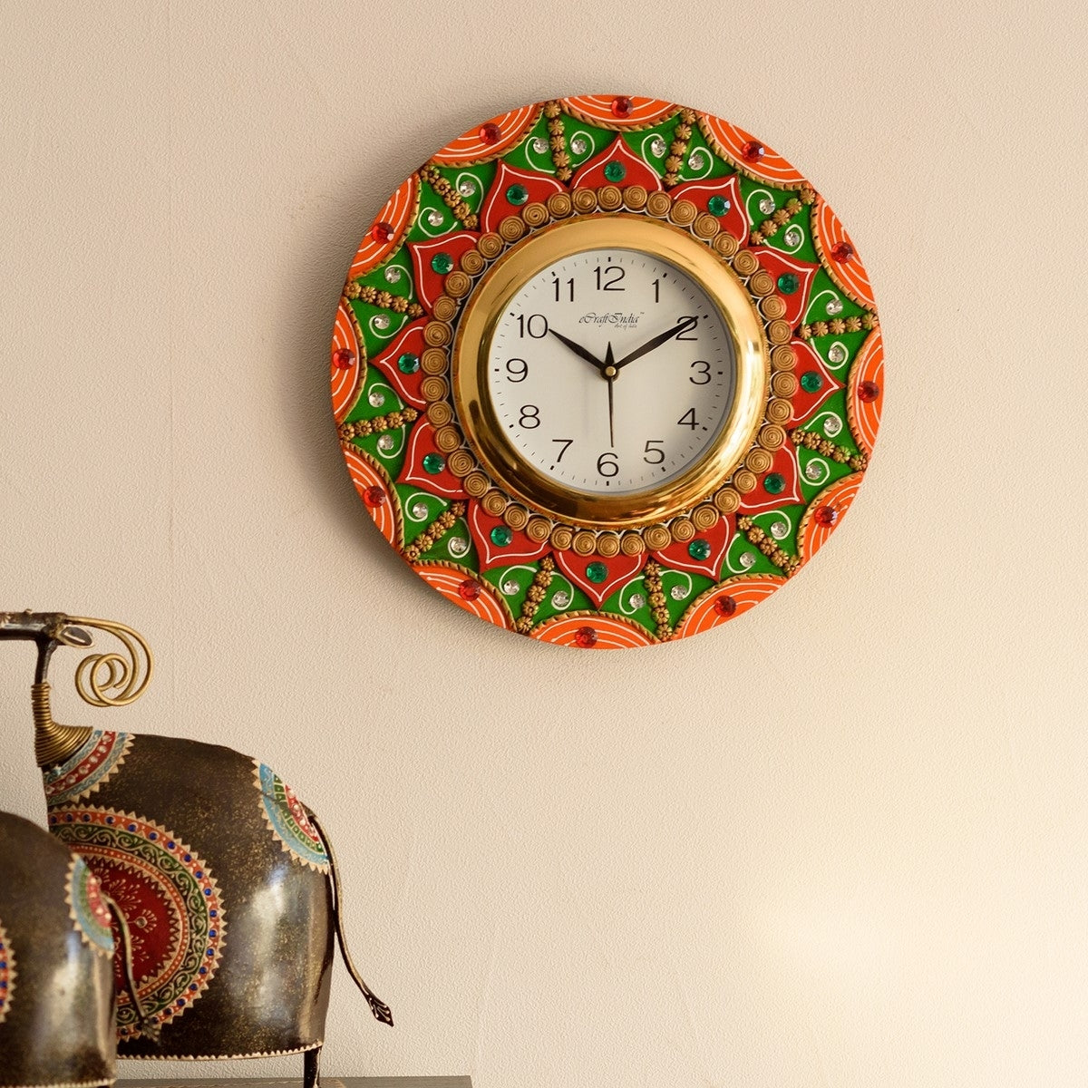 Decorative Papier-Mache Wooden Handcrafted Wall Clock 1